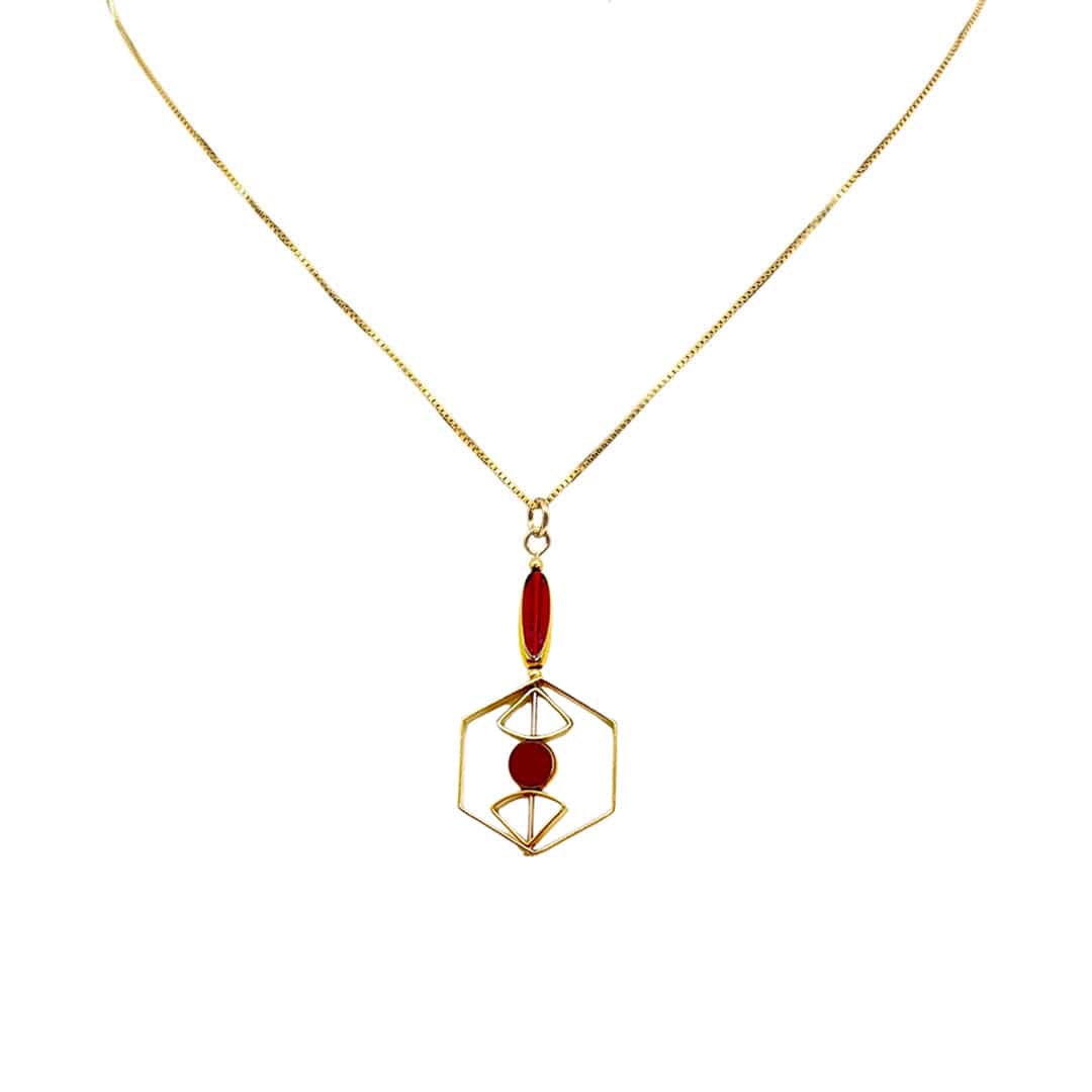 Women’s Gold / Red Red Art Deco Chain Necklace Aracheli Studio