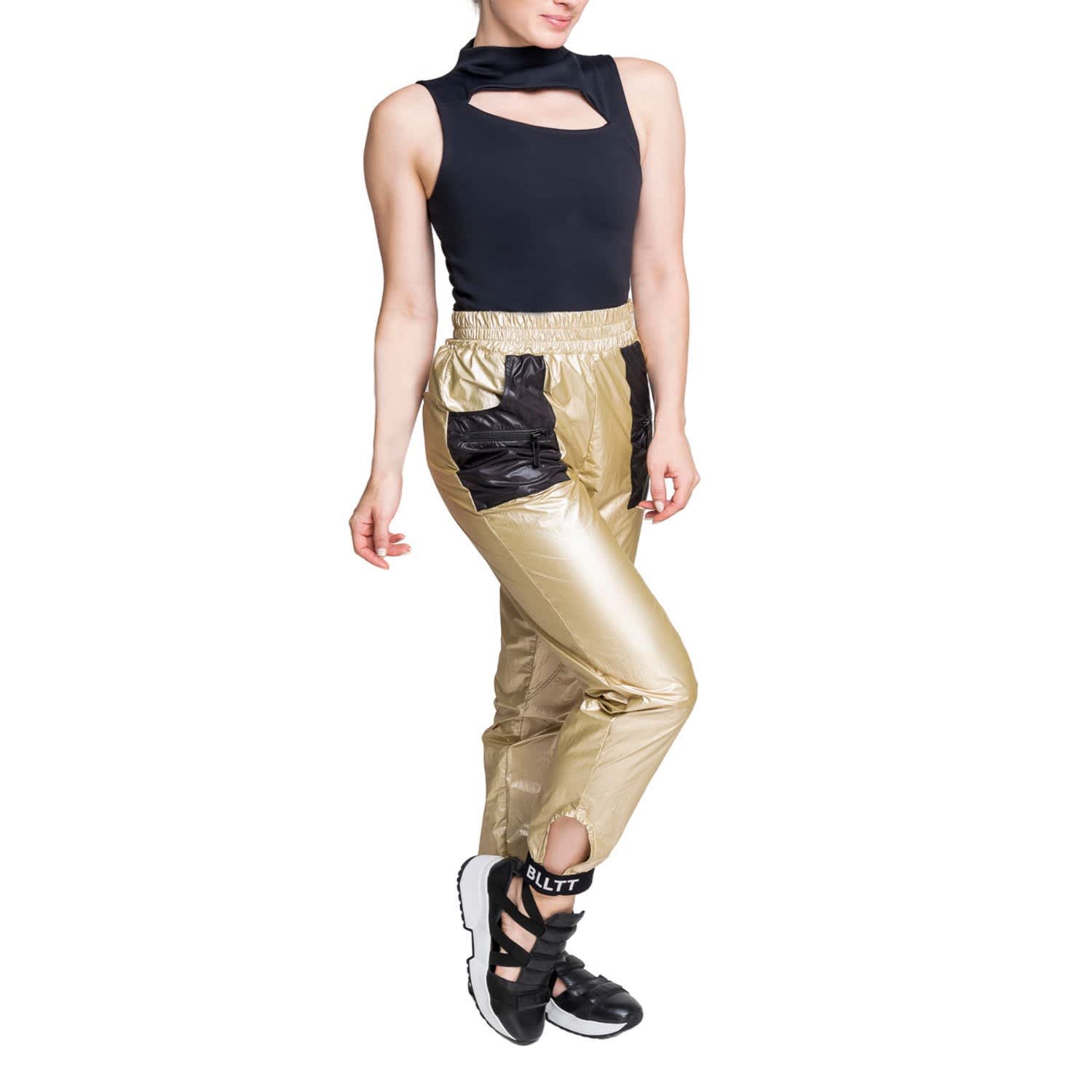 Metallized Mesh Screen Sash Pants