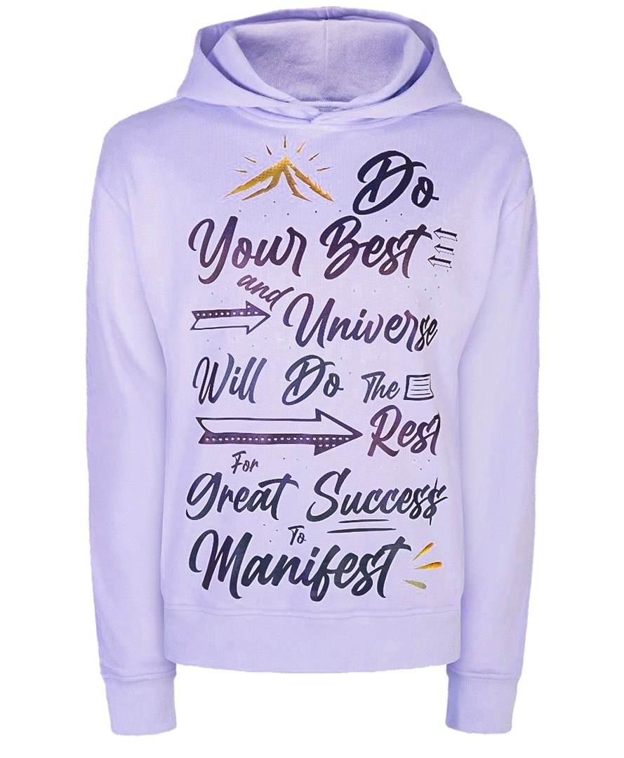 Miracles Manifester Women's Pink / Purple Inspirational Affirmation Hoodie With Reflective & Rhinestone Design - Lavende In Pink/purple