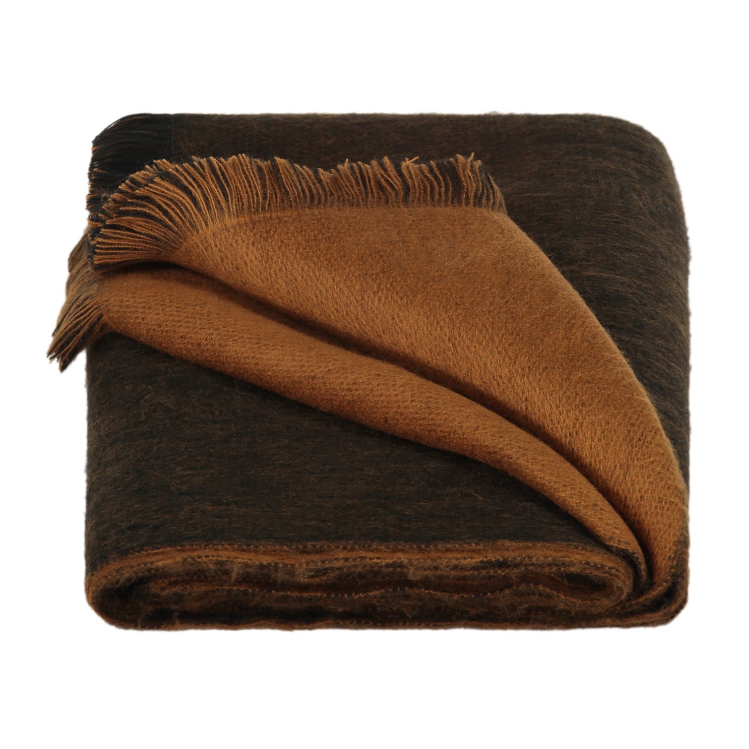 Alpaca Loca Women's Brown / Black Double Scarf Black / Camel