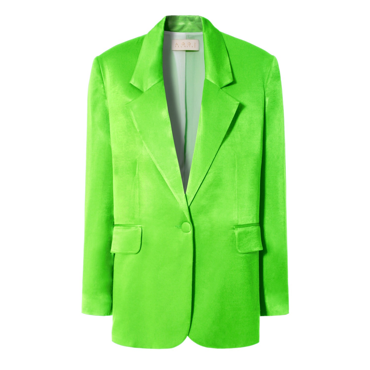 Women's Bellamy Satin Green Flash Blazer | Large | Aggi by Halewski