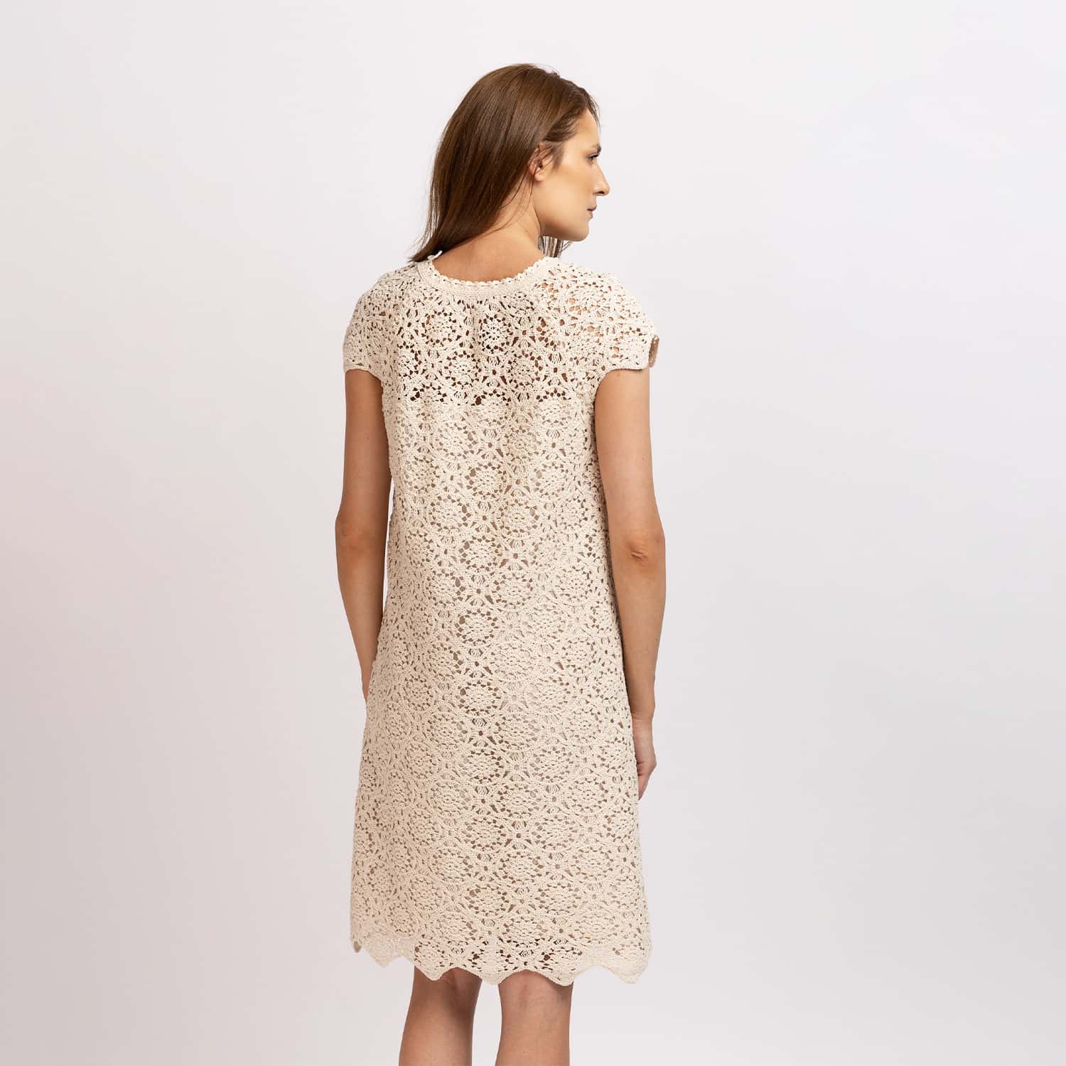 Izabela Mandoiu Lace Knee-length Dress With Scalloped Hem - Beige