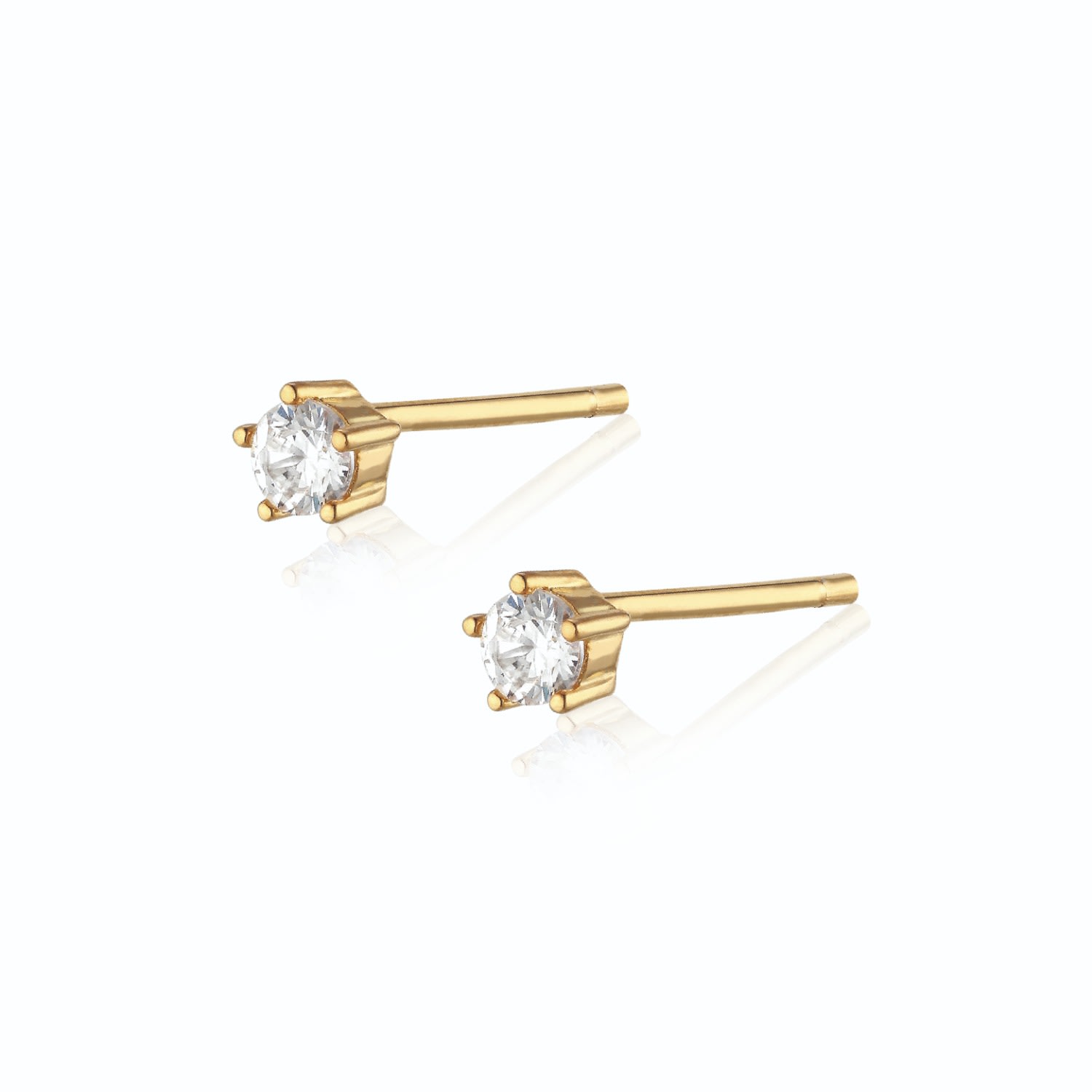 Alura Copenhagen Jewellery Women's Gold Eclipse - Classic Earstuds With Sparkling Faceted Zirconia In Gold