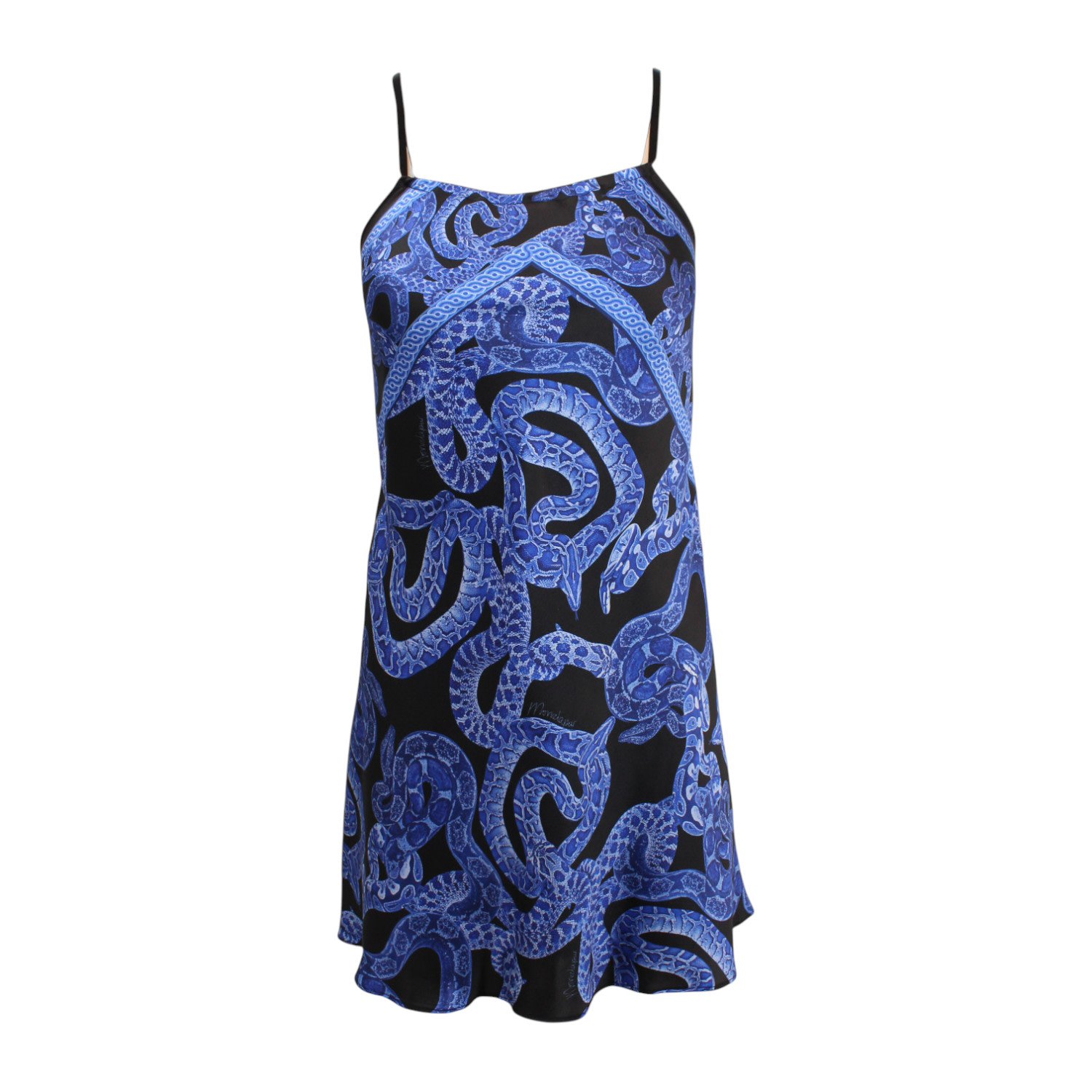 Monzlapur New York Women's Silk Serpent Noir Dress - Mini - Electric Blue