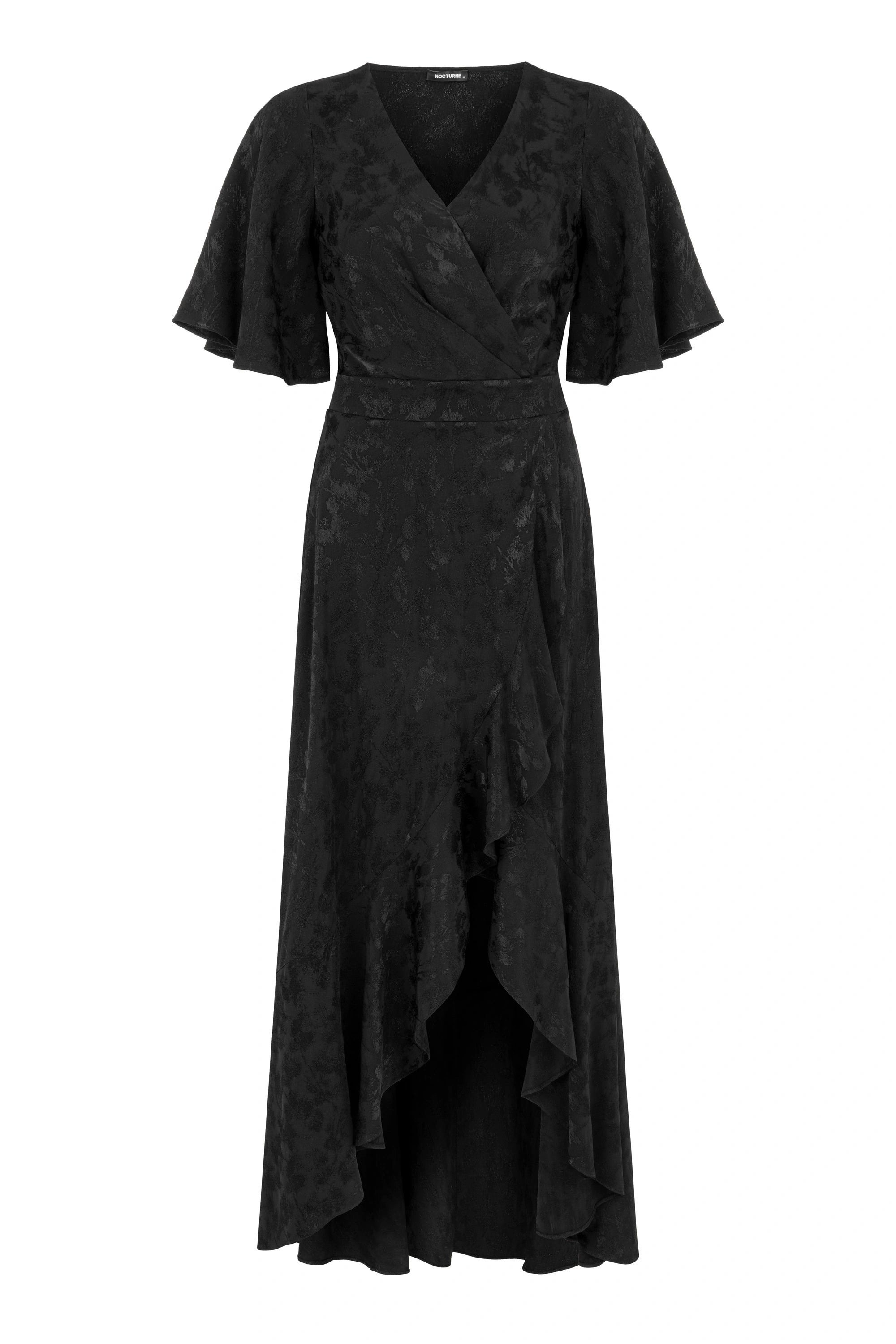 Nocturne Women's Asymmetric Flounce Dress - Black In Black