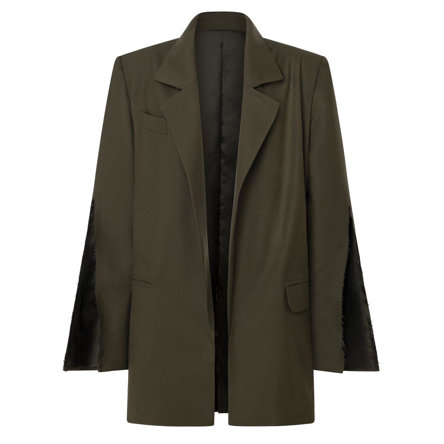 Women’s Neutrals Fray Deconstructed Blazer: Khaki One Size Cassum