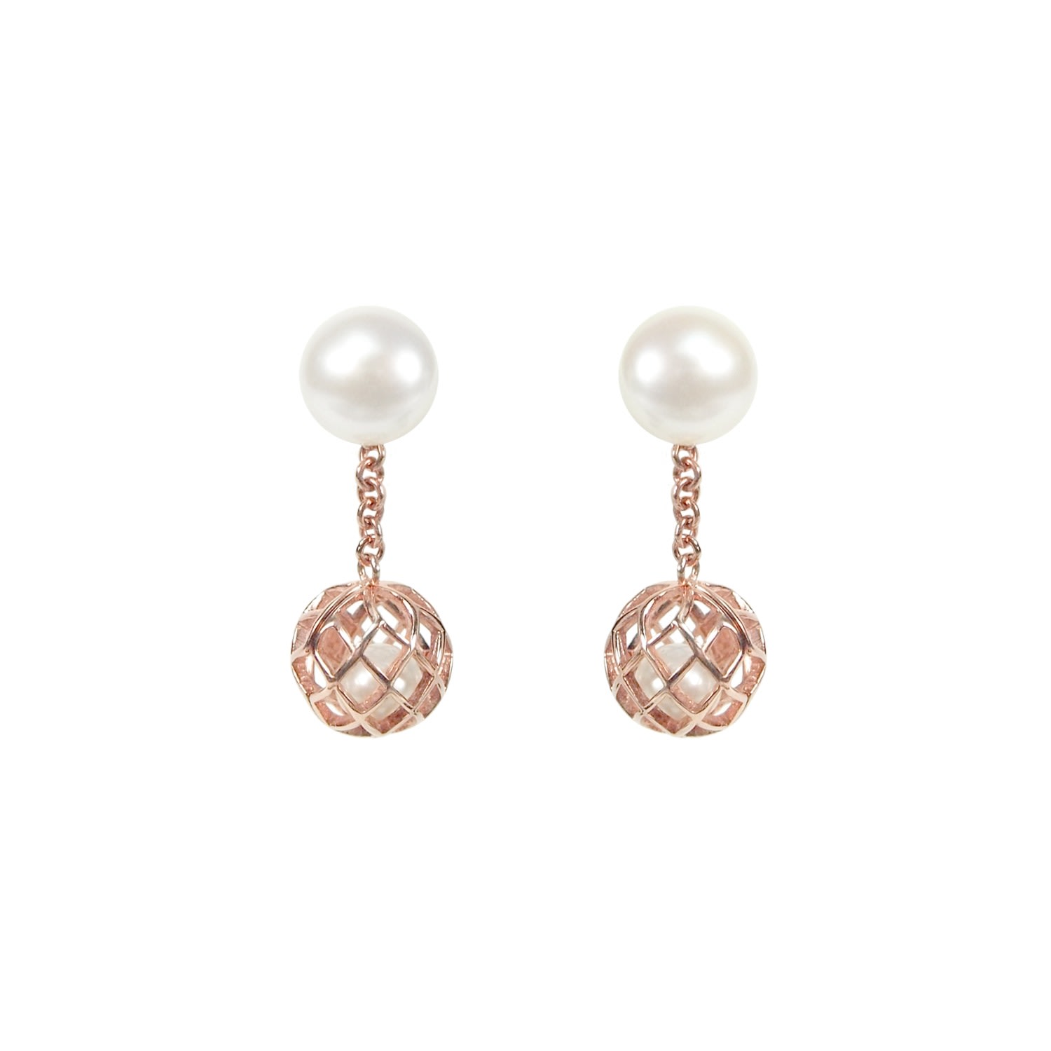 Women’s Small Signature Down Earring Rose Gold Matara