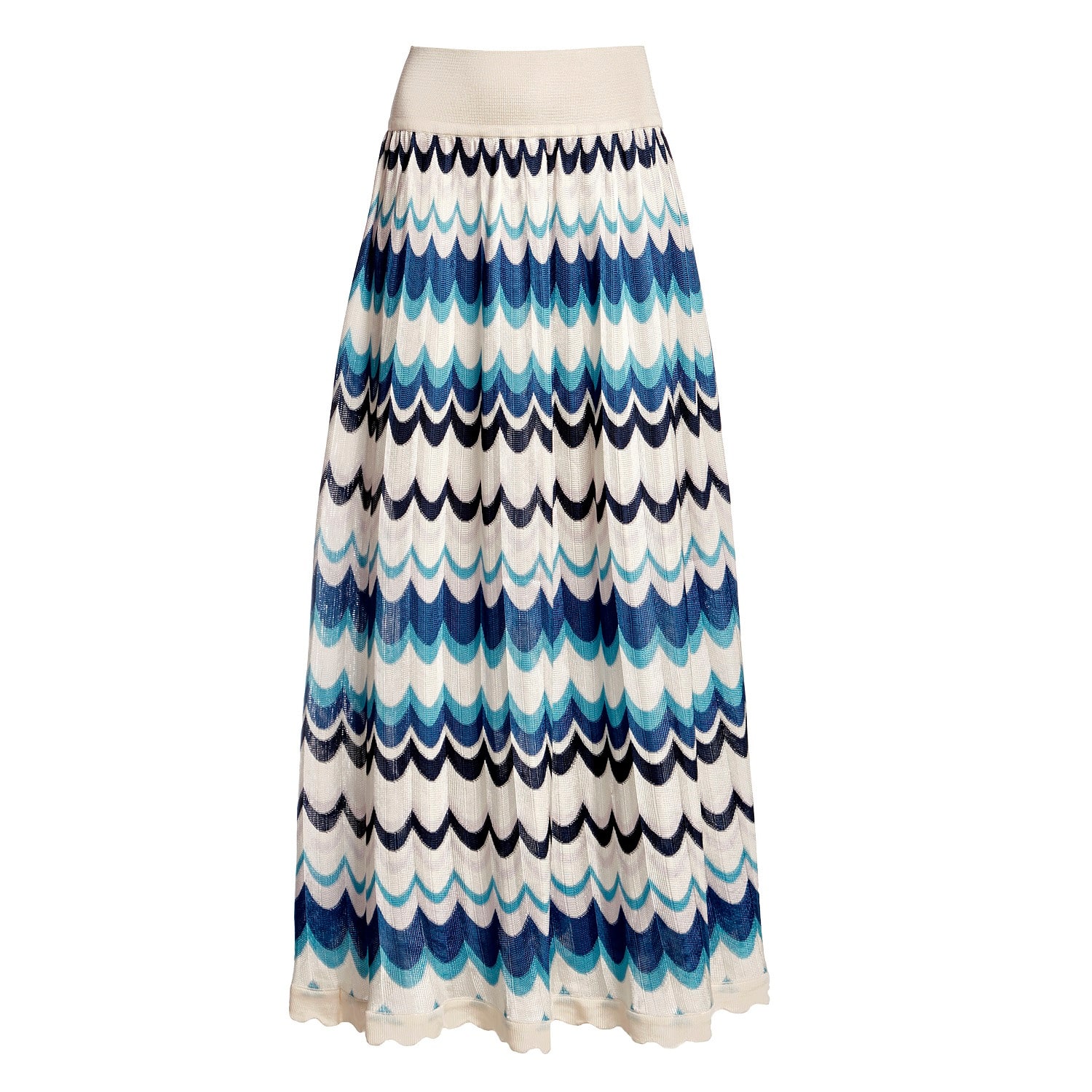Women’s Blue Tahiti Wavy Striped Maxi Skirt Extra Small Rumour London