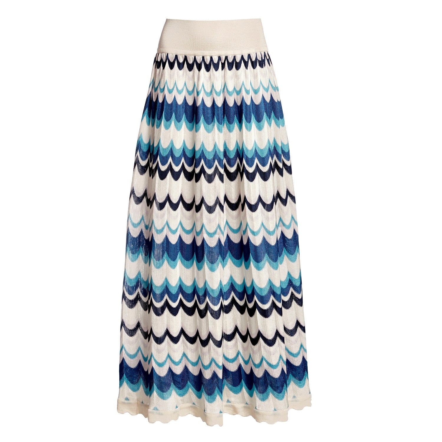 Women’s Blue Tahiti Wavy Striped Maxi Skirt Medium Rumour London