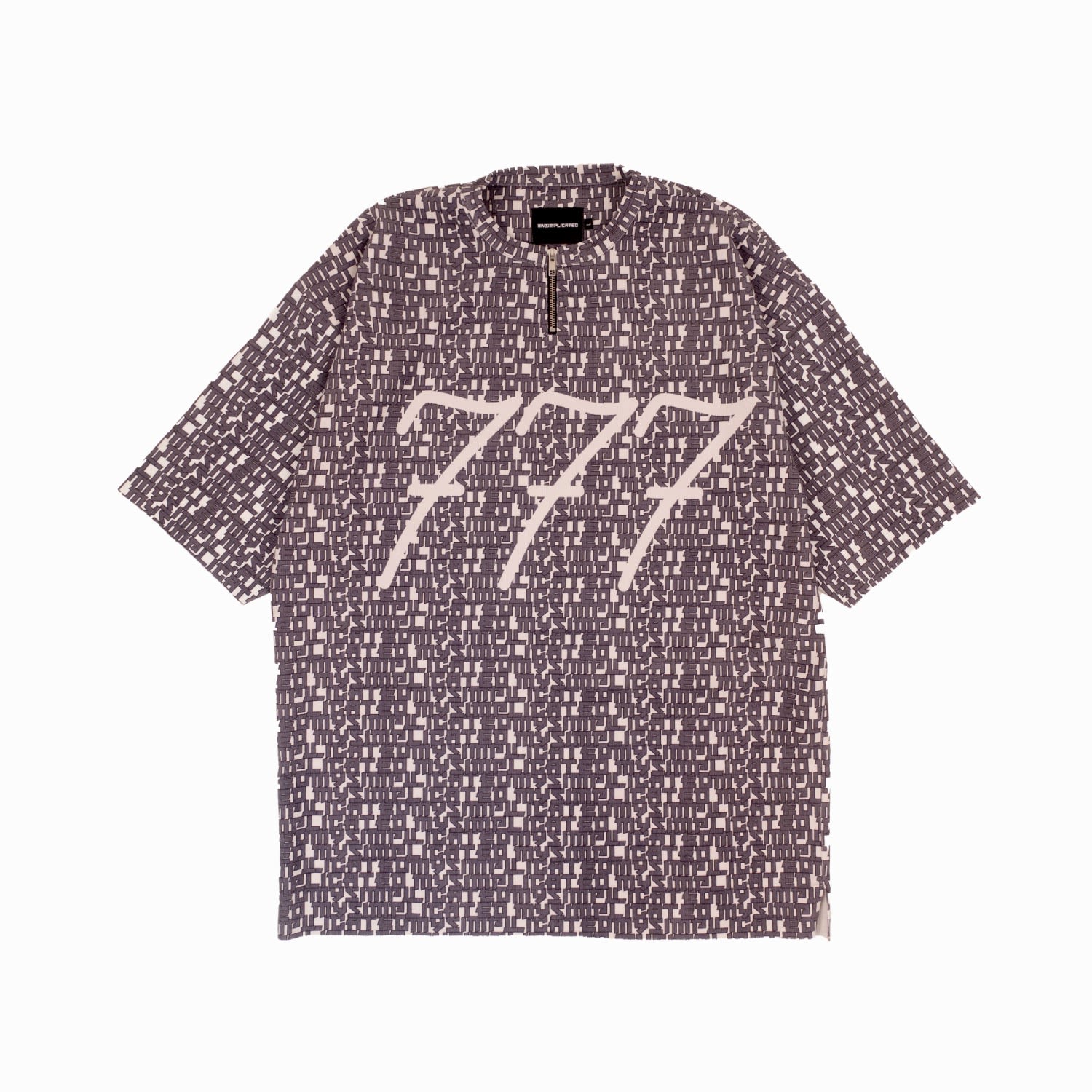Mysimplicated Men's Neutrals / Black / Grey Oversized Full Print Ribbed T-shirt - Matrix In Black/grey