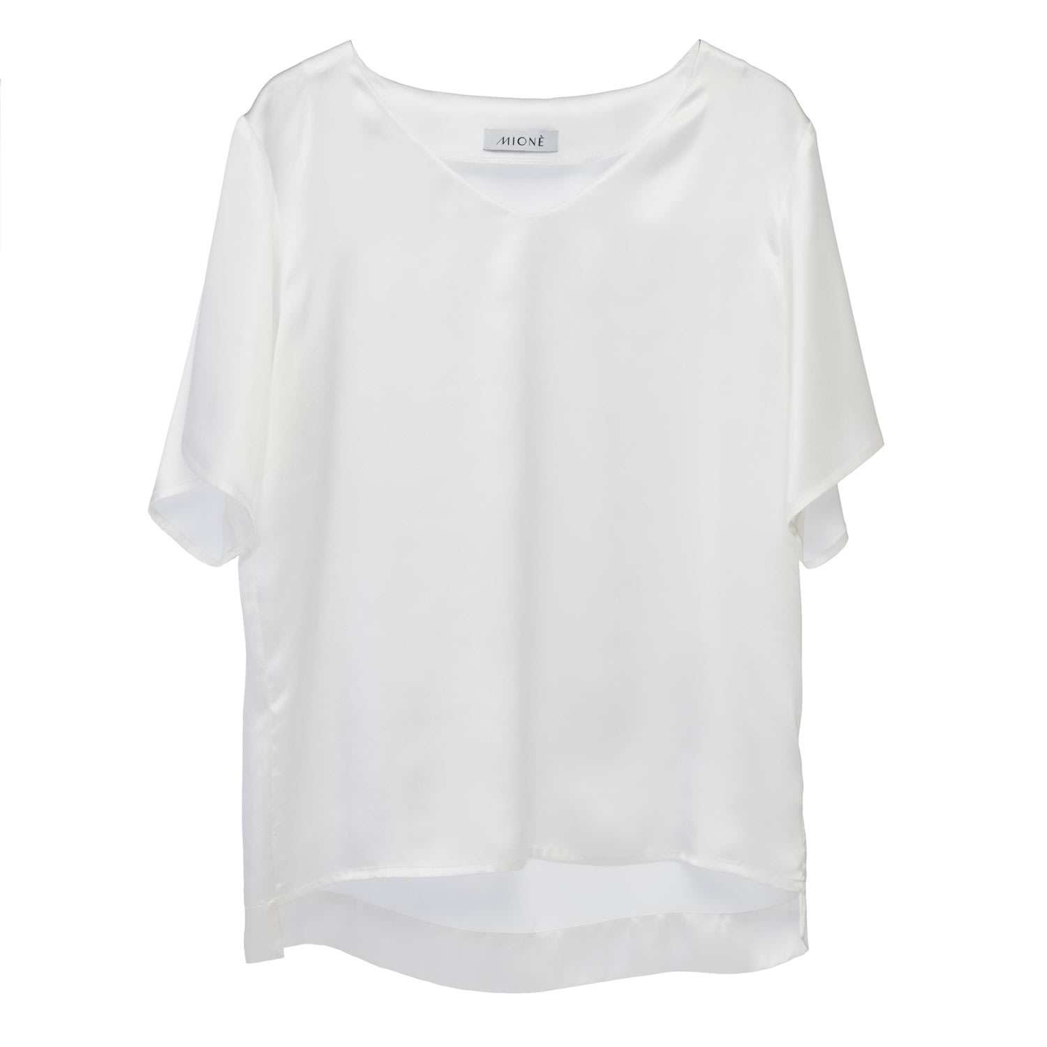 Mionè Women's White Silk V-neck Blouse In White