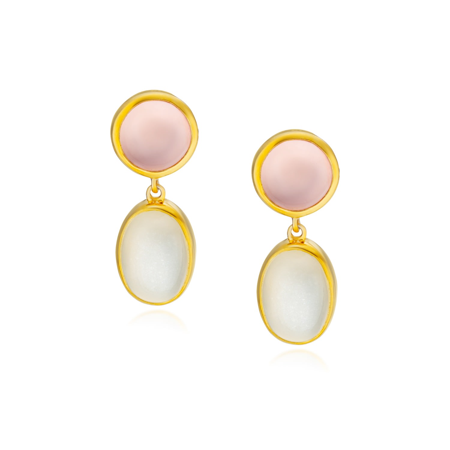 Women’s Gold / Pink / Purple Mosaic Earrings - Rose Quartz & Moonstone Preeti Sandhu