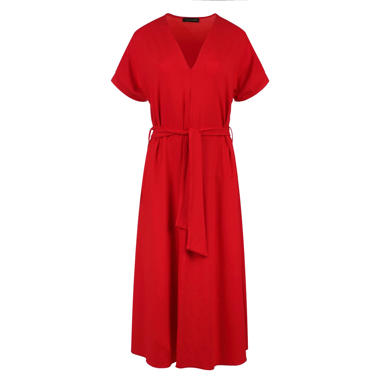 Women’s Red Belted Midi Dress Small Conquista