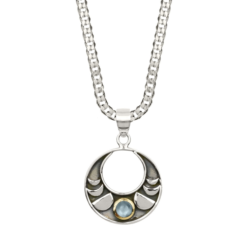 Moon Phase Men’s Silver Necklace - Moonstone Charlotte’s Web Jewellery