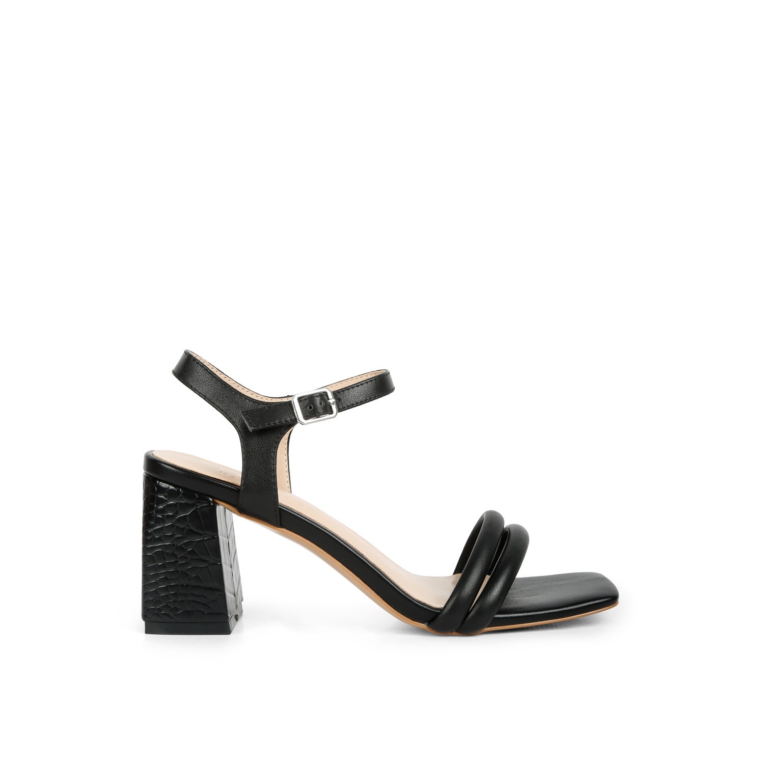 Women’s Edyta Ankle Strap Block Heel Sandals In Black 6 Uk Rag & Co.