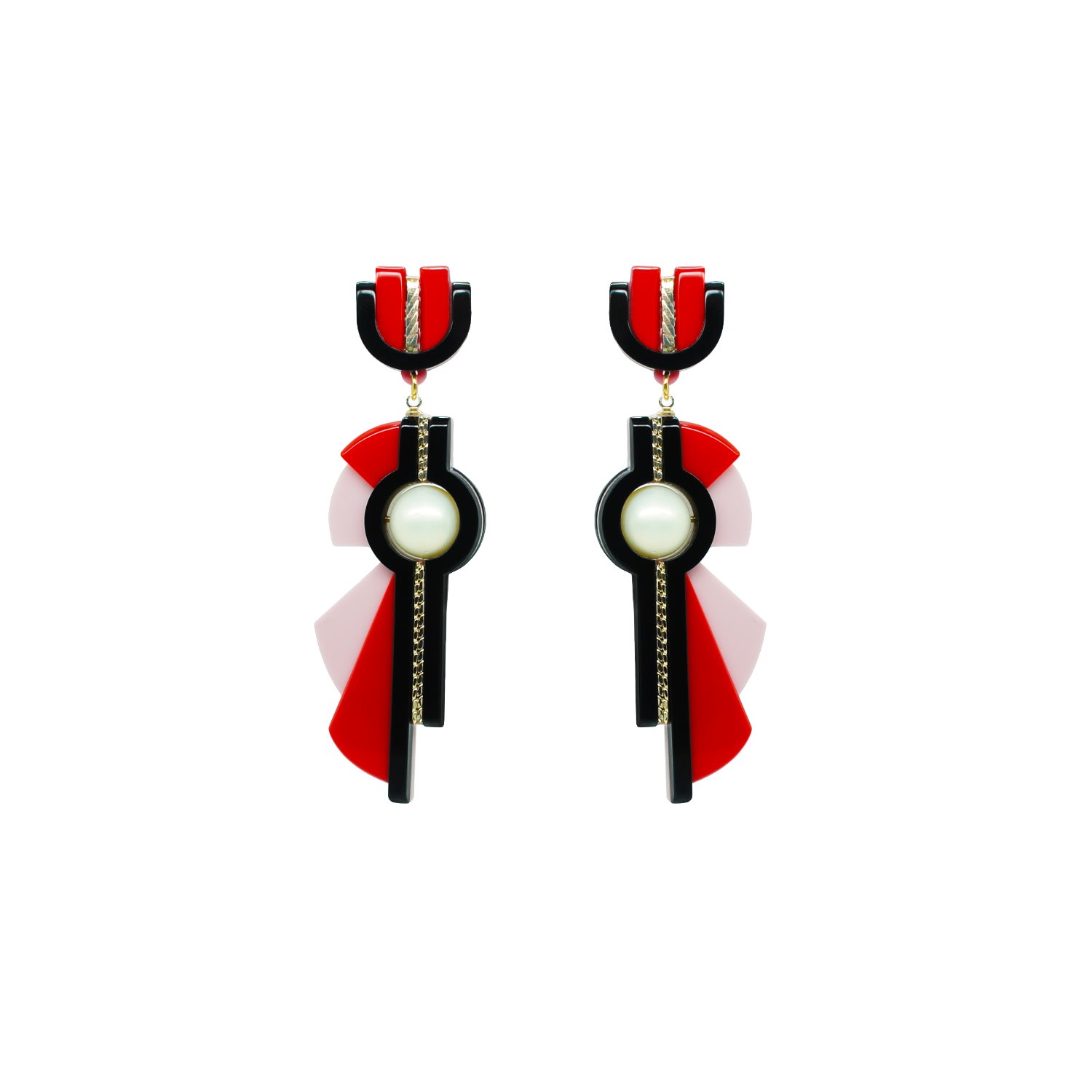 Gissa Bicalho Women's Handmade Acrylic Earring Allamanda - Red
