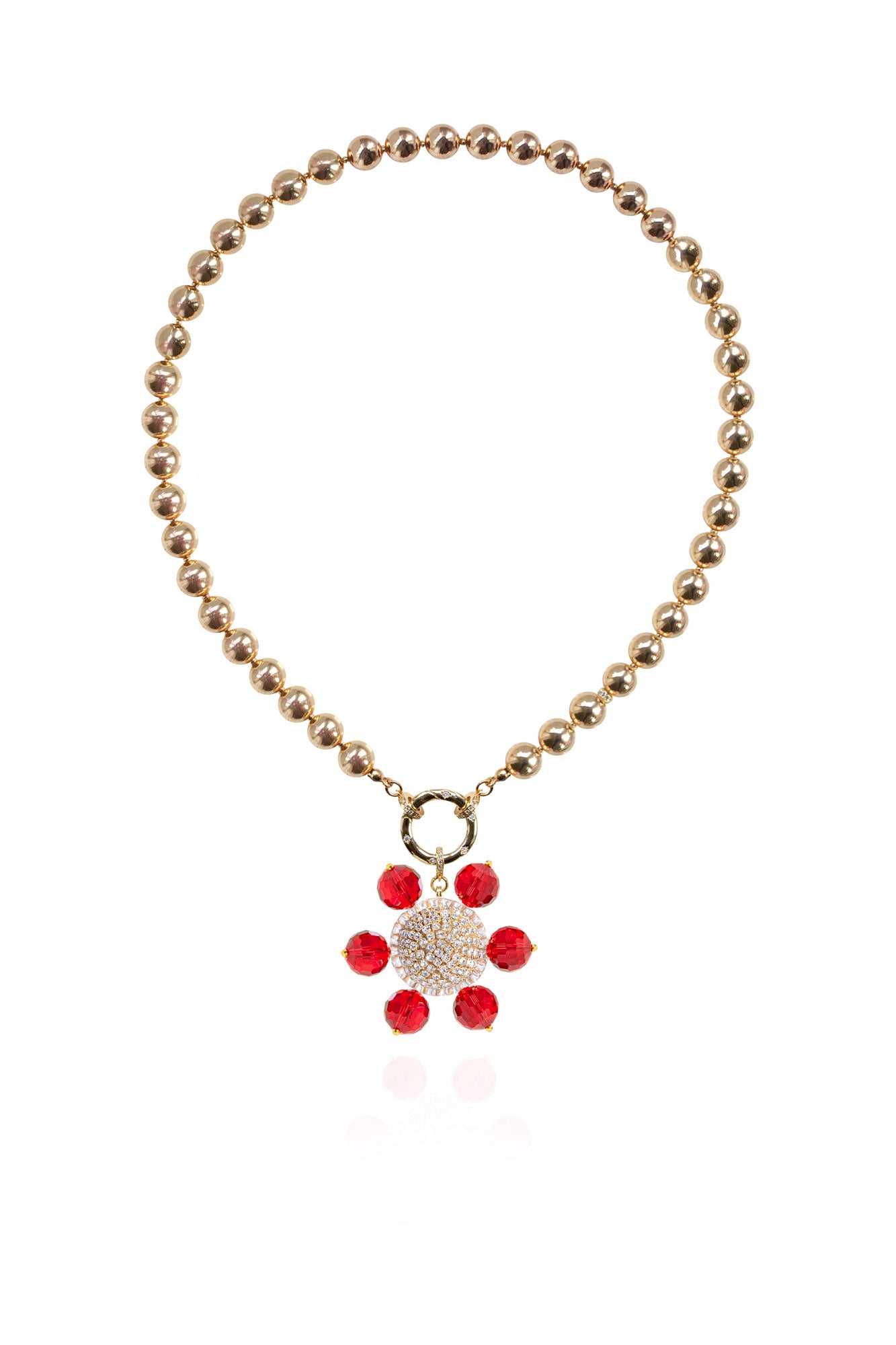 Women’s Gold / Red Jolie Necklace In Amaranth Red Saule Label