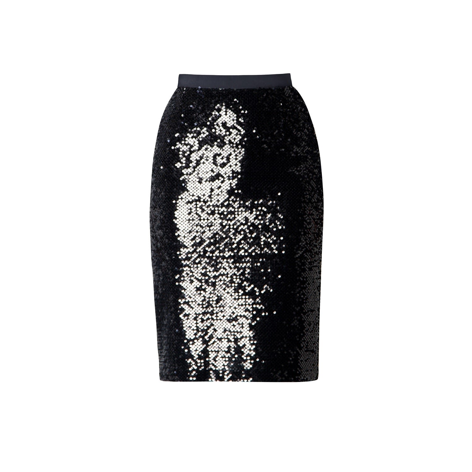 Women’s Black Hanna Sequinned Velvet Pencil Skirt Medium Rumour London