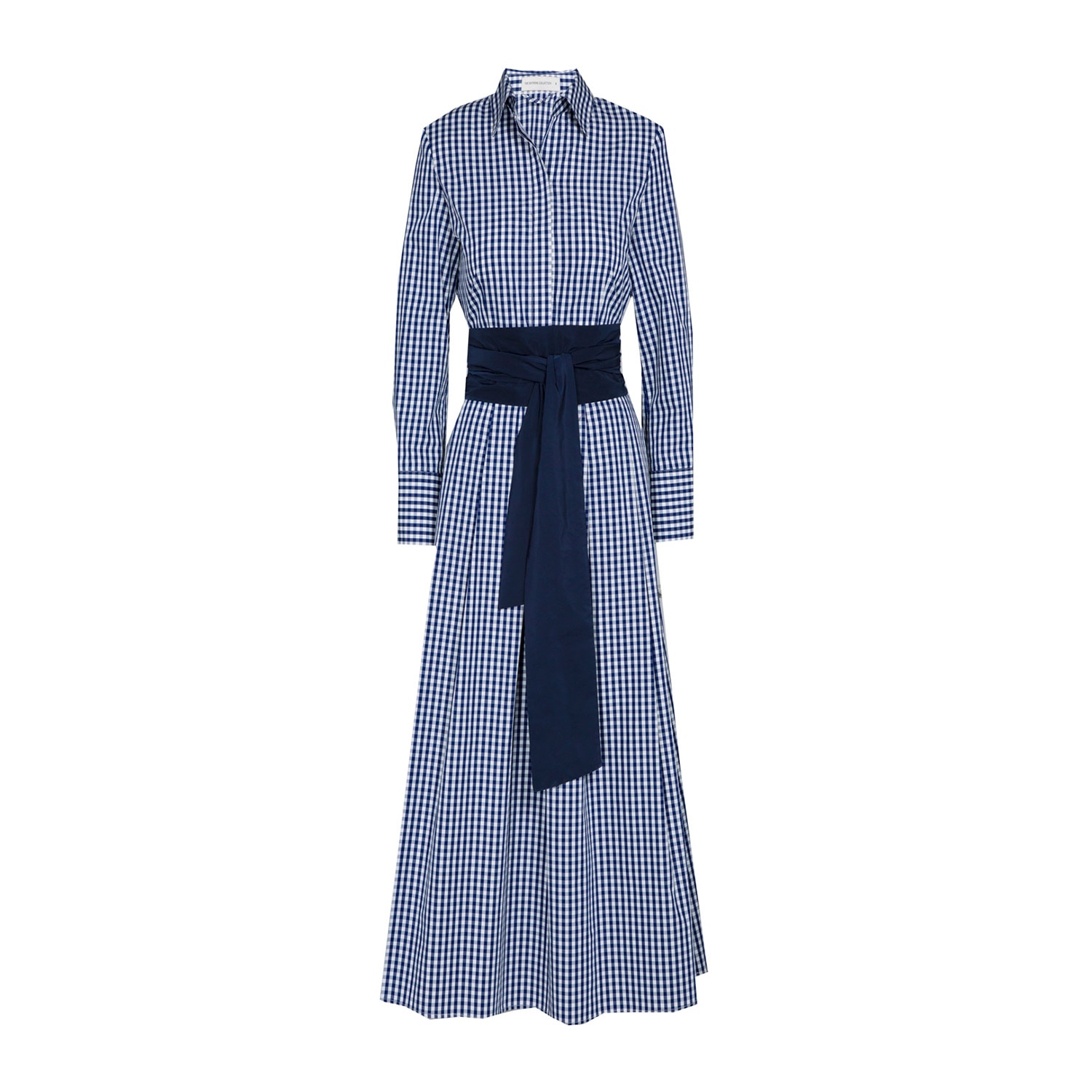 The Extreme Collection Women's Blue / White Cornelia Vichy Printed Midi Shirt Dress With Tie Belt