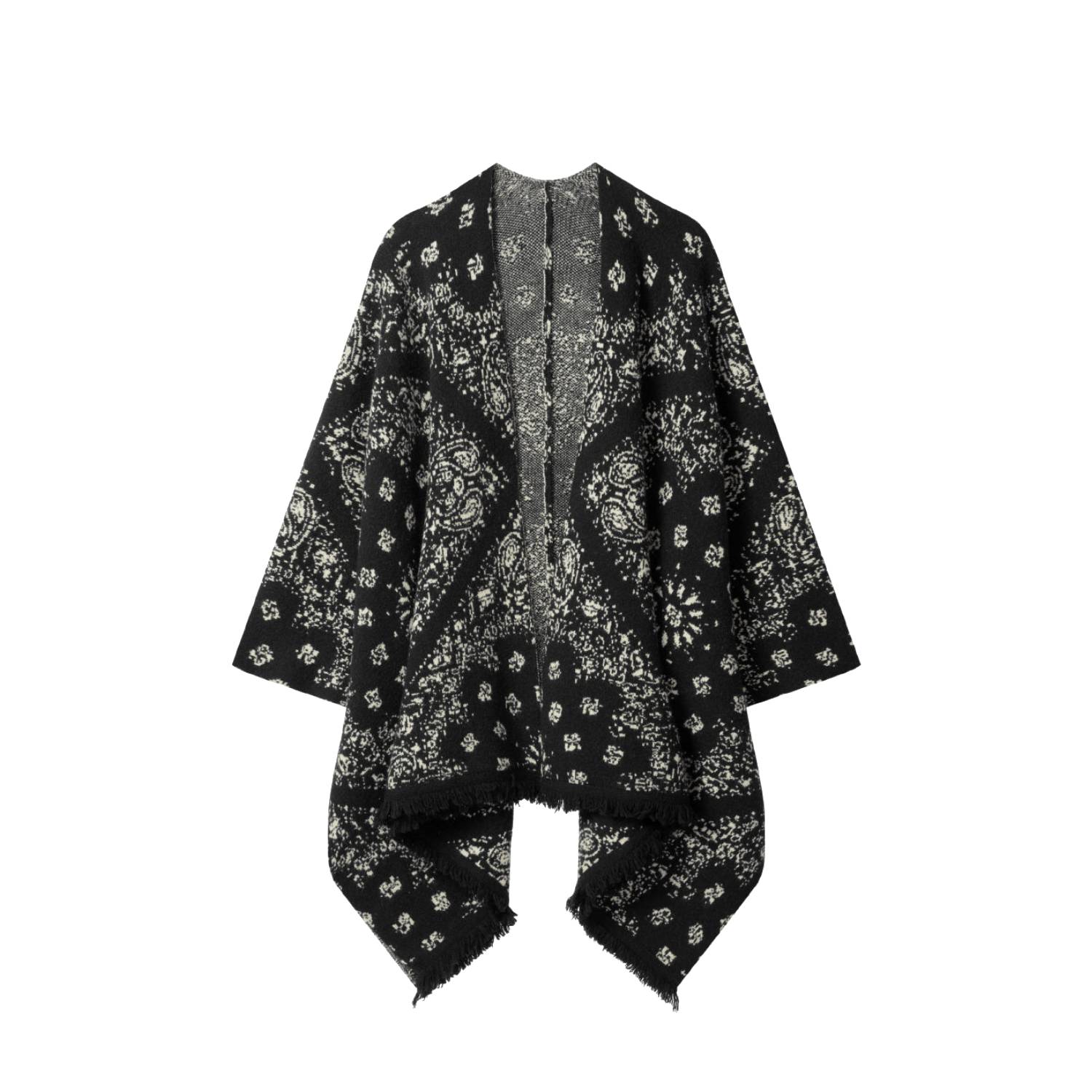 Women’s Western Poncho - Patchwork Bandana - Black One Size OTHER UK