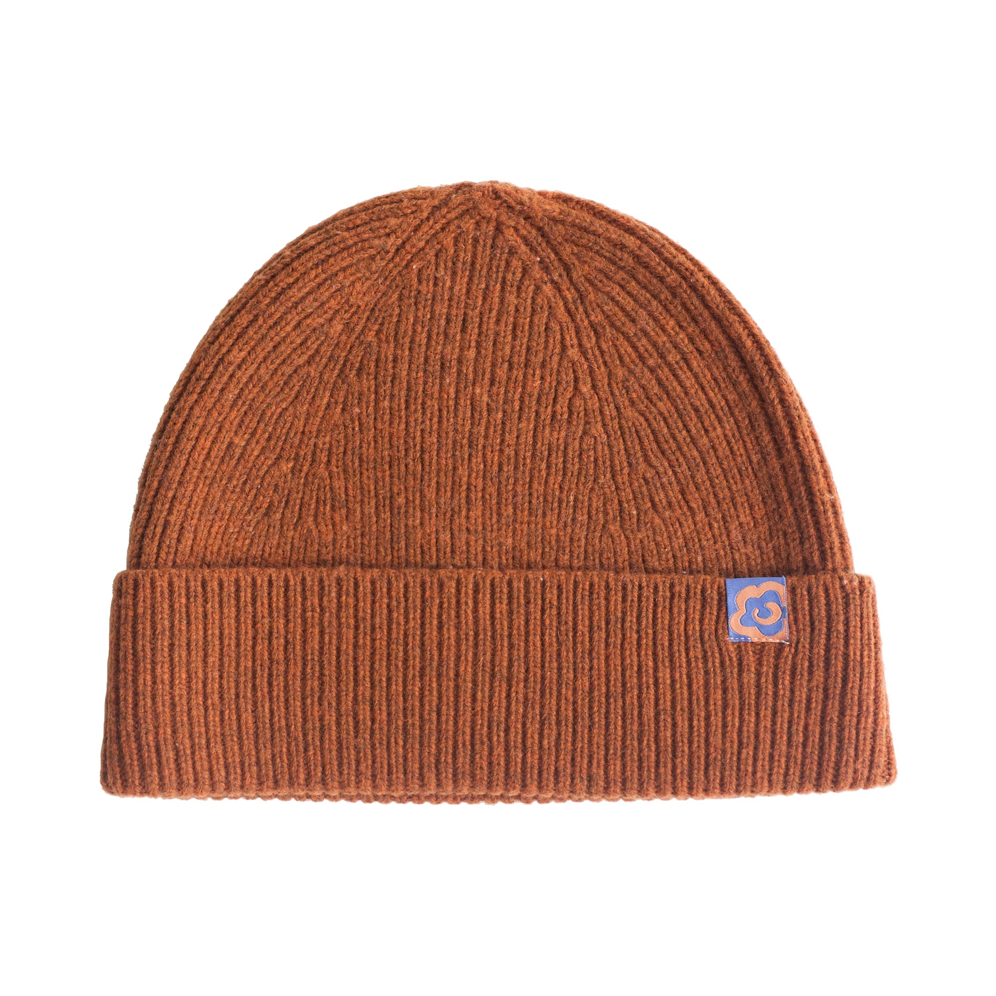 Women’s Red "Extra Fine Marino" Wool Knit Beanie Hat - Burnt Orange Lost Pattern Nyc