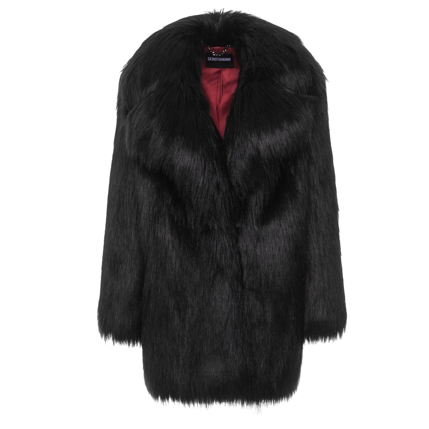 Serotoninn Women's Black Faux Fur Coat In Black