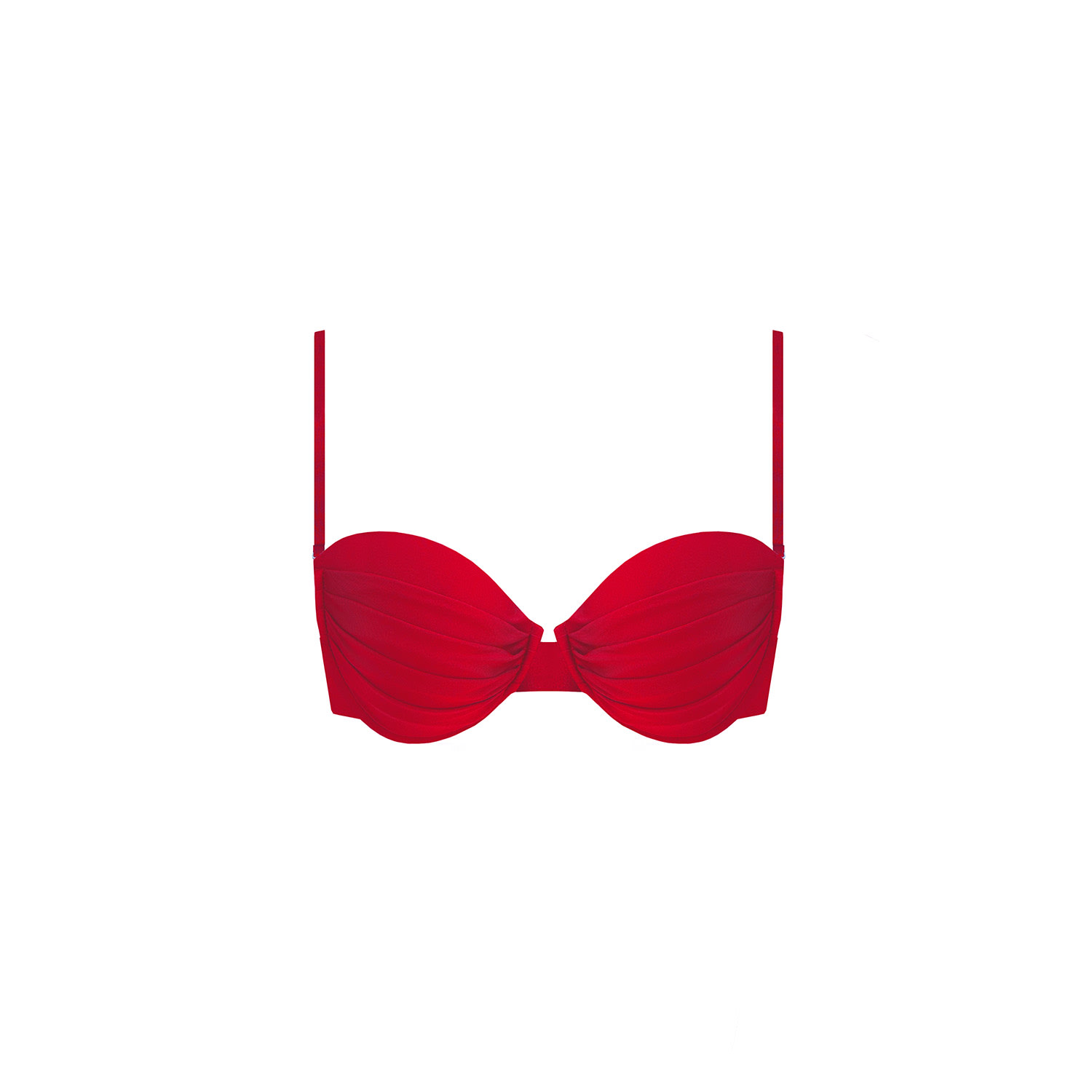 Monarch Women's Eva Pleated Balconette Bikini Top - Red In Red