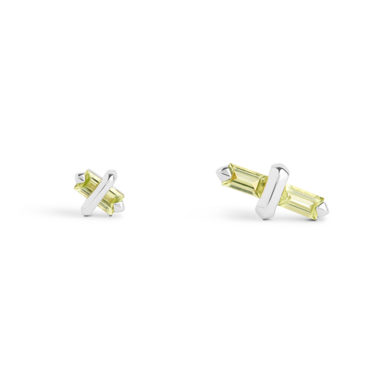 Kasun Women's Green / Silver Candy Kiss Earrings - August - Peridot - Silver