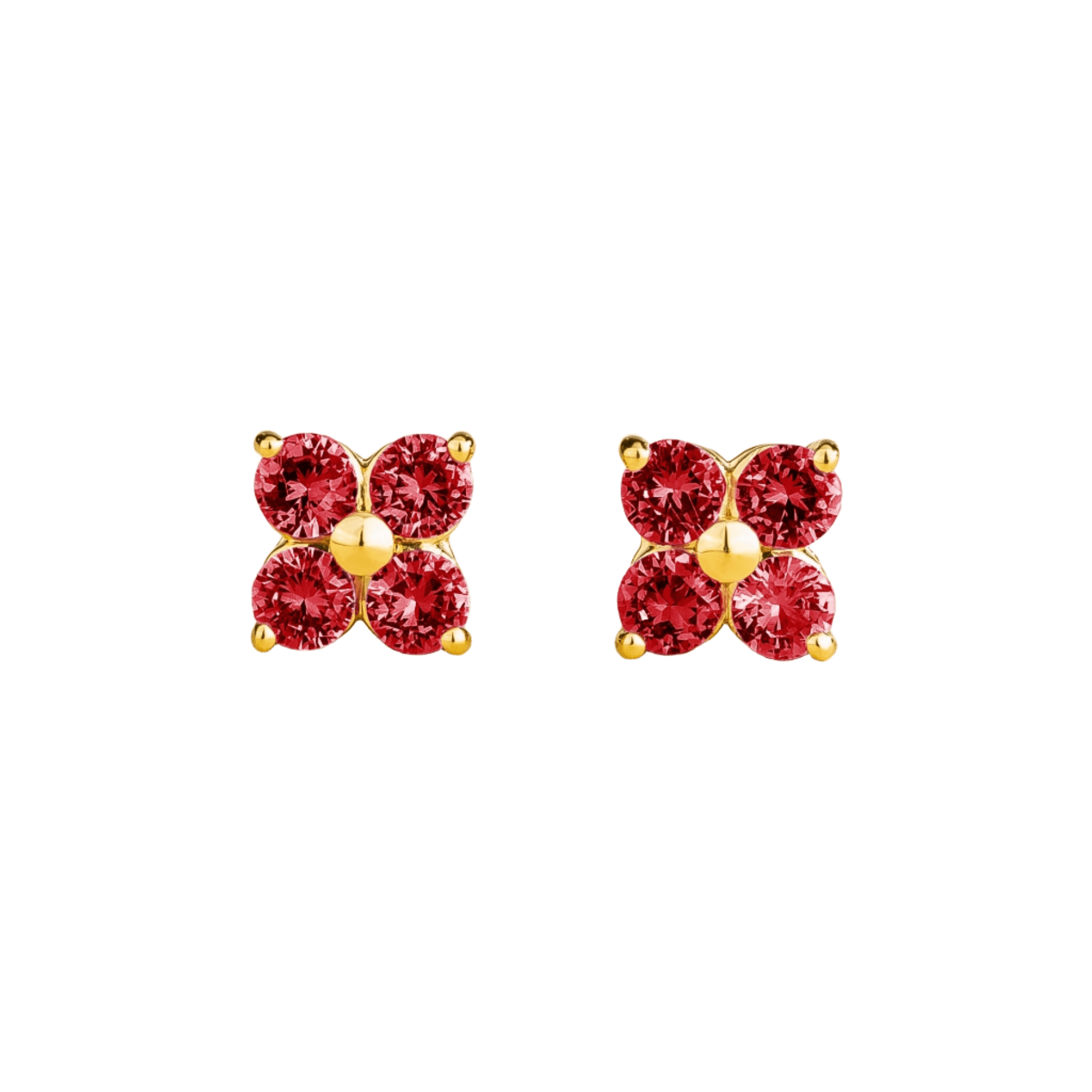 Juvetti Women's Gold / Red Petale Gold Earrings Set With Ruby In Multi
