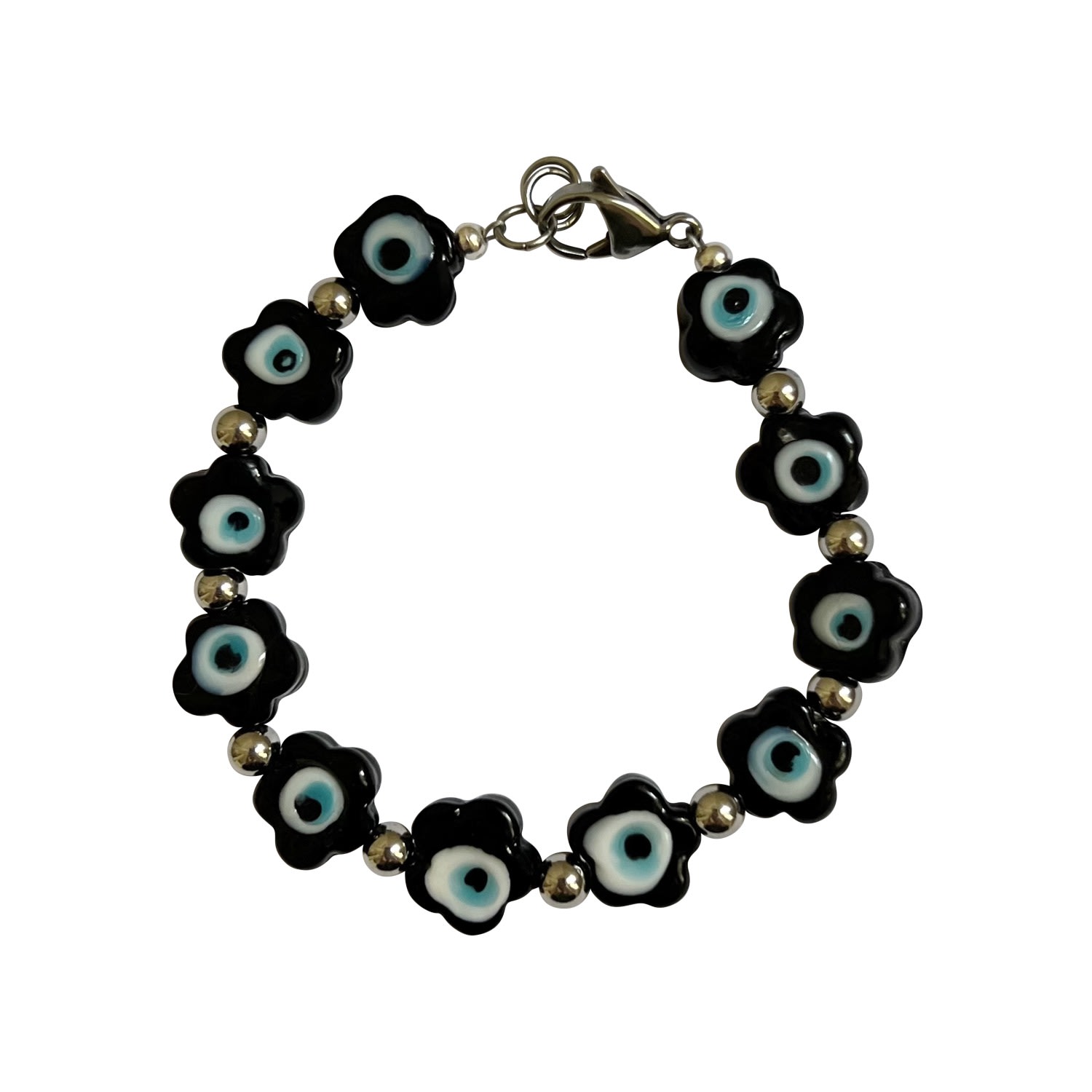 Women’s Black / Silver / White Canal St Black Flower Bracelet Cocoatemyshoes