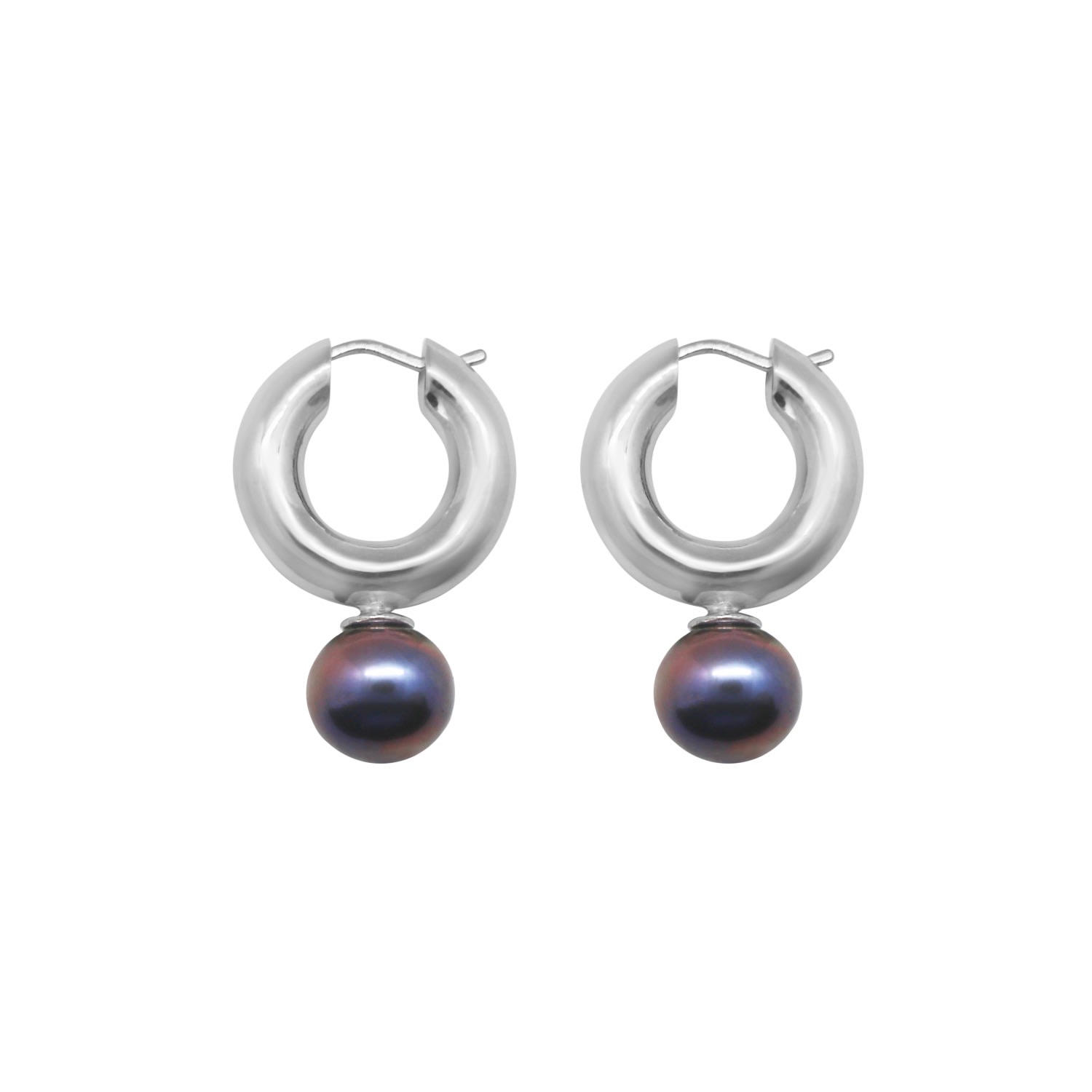 Women’s Eco-Fine Pearl Hoops - White Gold Cristina Cipolli Jewellery