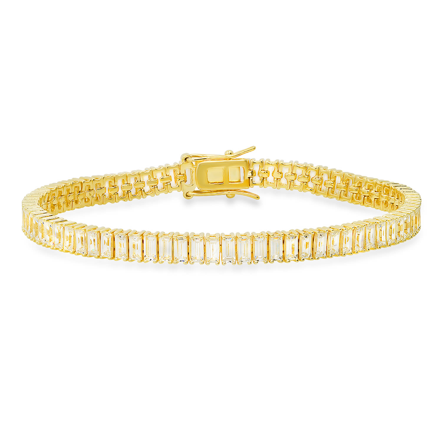 Women’s Gold Baguette Cut Diamond Cz Tennis Bracelet Kylie Harper