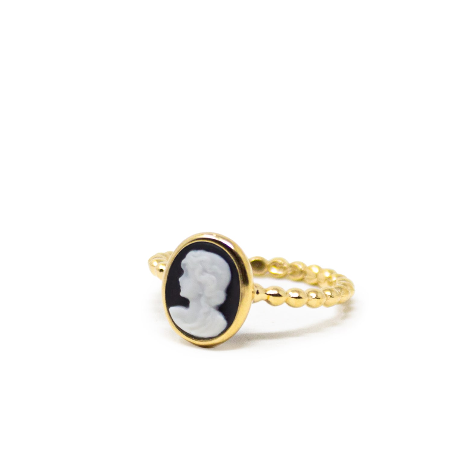 Women’s Black / Gold Ginevra Black Mini Cameo Stacking Ring Vintouch Italy