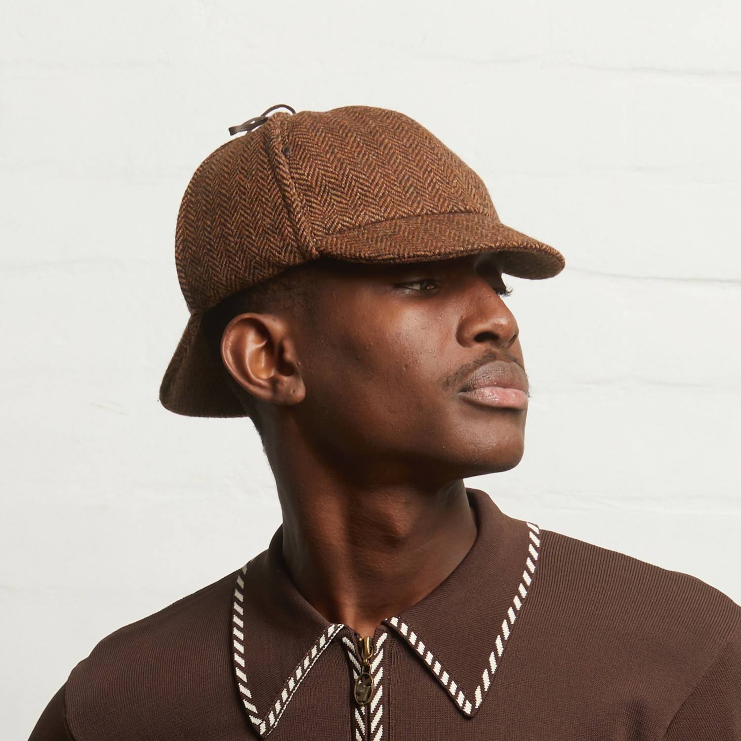 Dasmarca Hats Men's Brown Blake Umber Tweed Checks Italian Deerstalker Cap In Brown