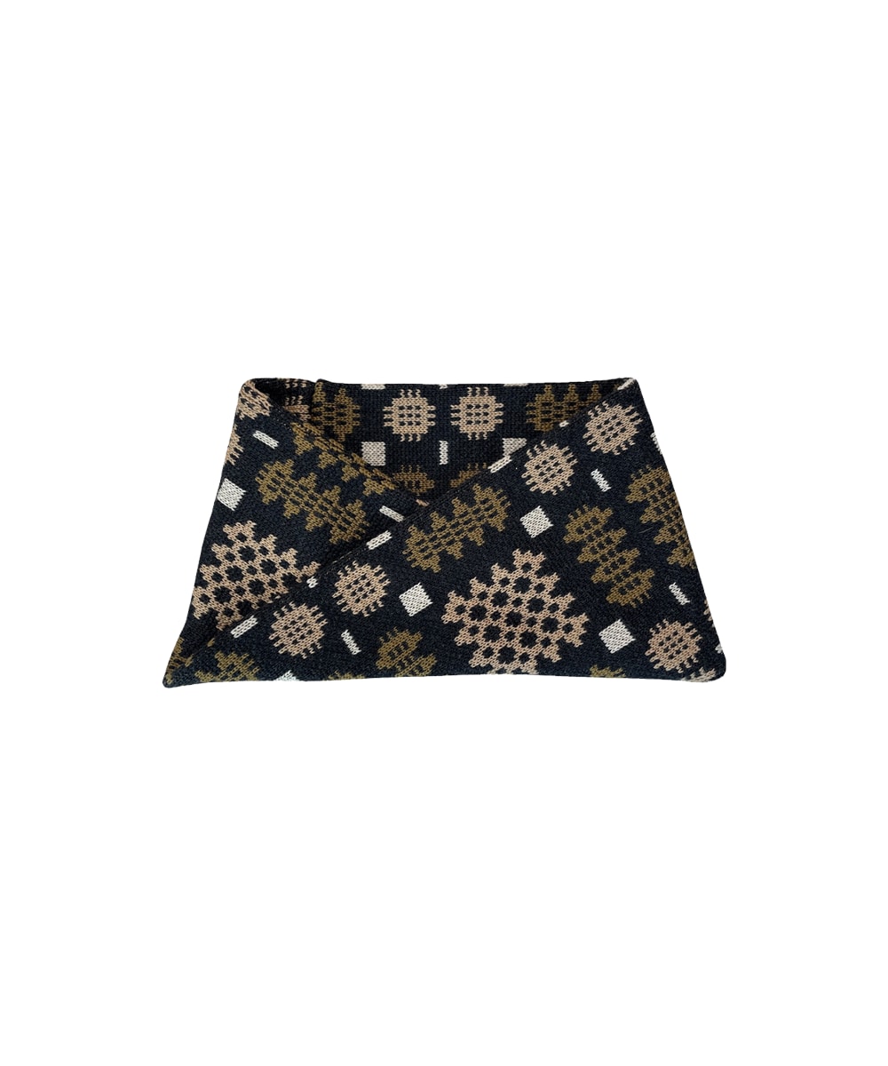 Mabli Women's Black / Brown Carthen Merino Head Wrap - Soot / Fields In Multi