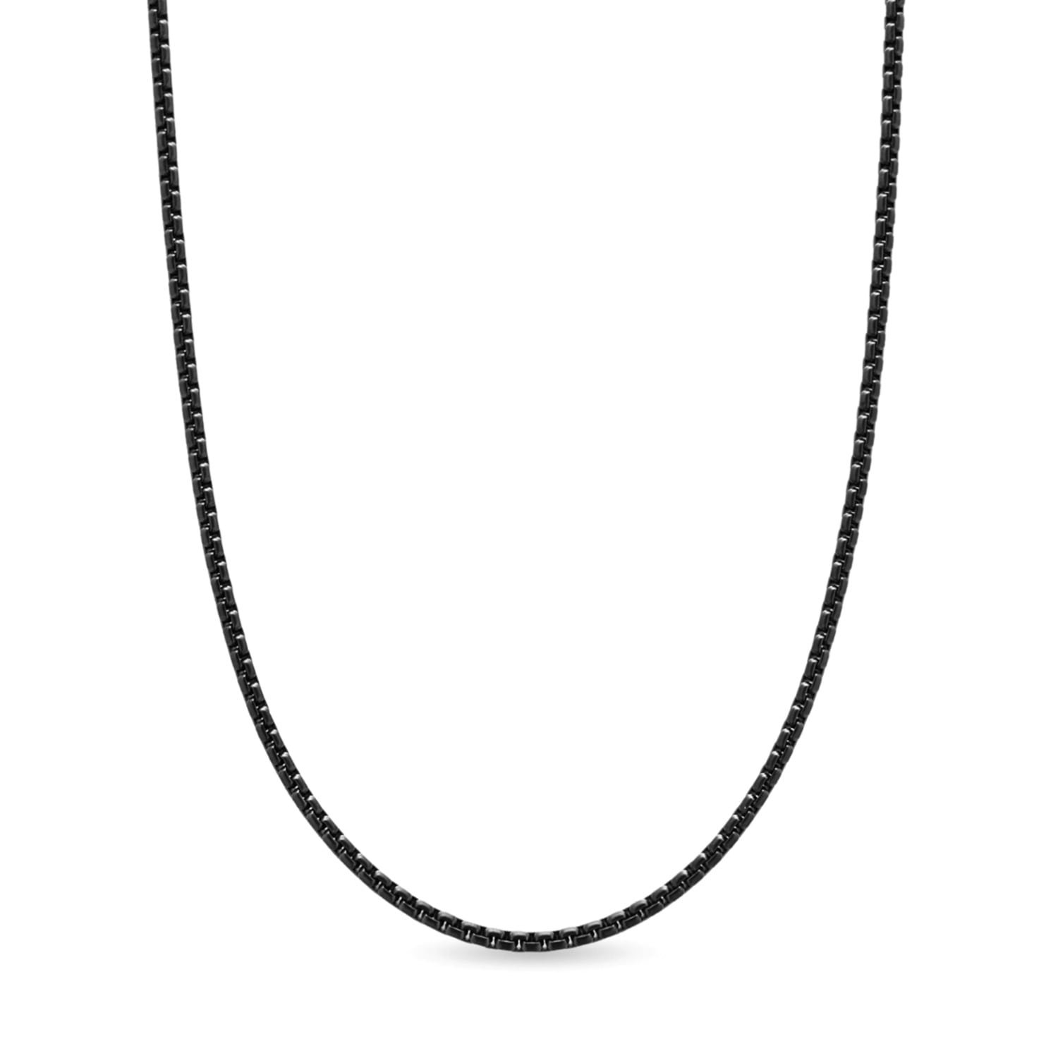 Somethingaboutus Men's Black Box Chain Necklace Oxidized