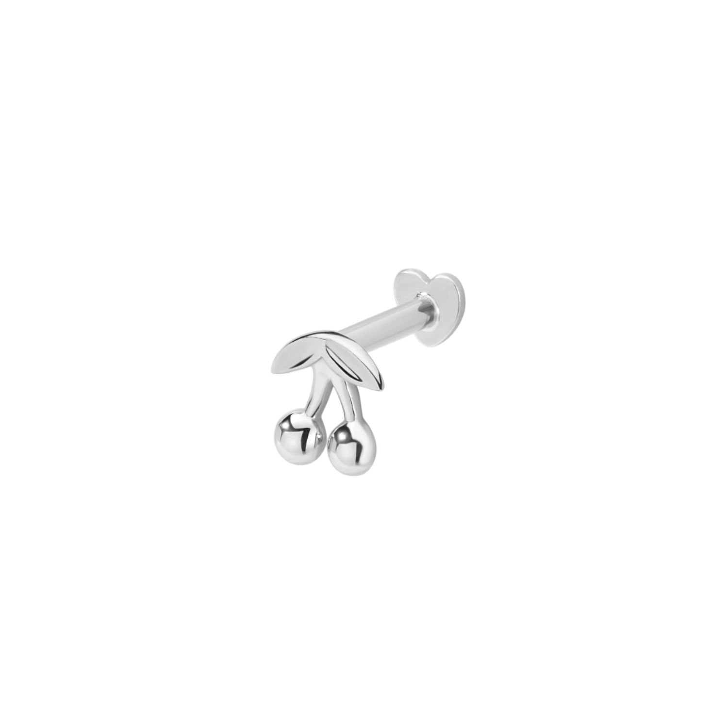 Vanchi Women's Silver 14k Solid White Gold Cherry Flat Back Stud In Silver