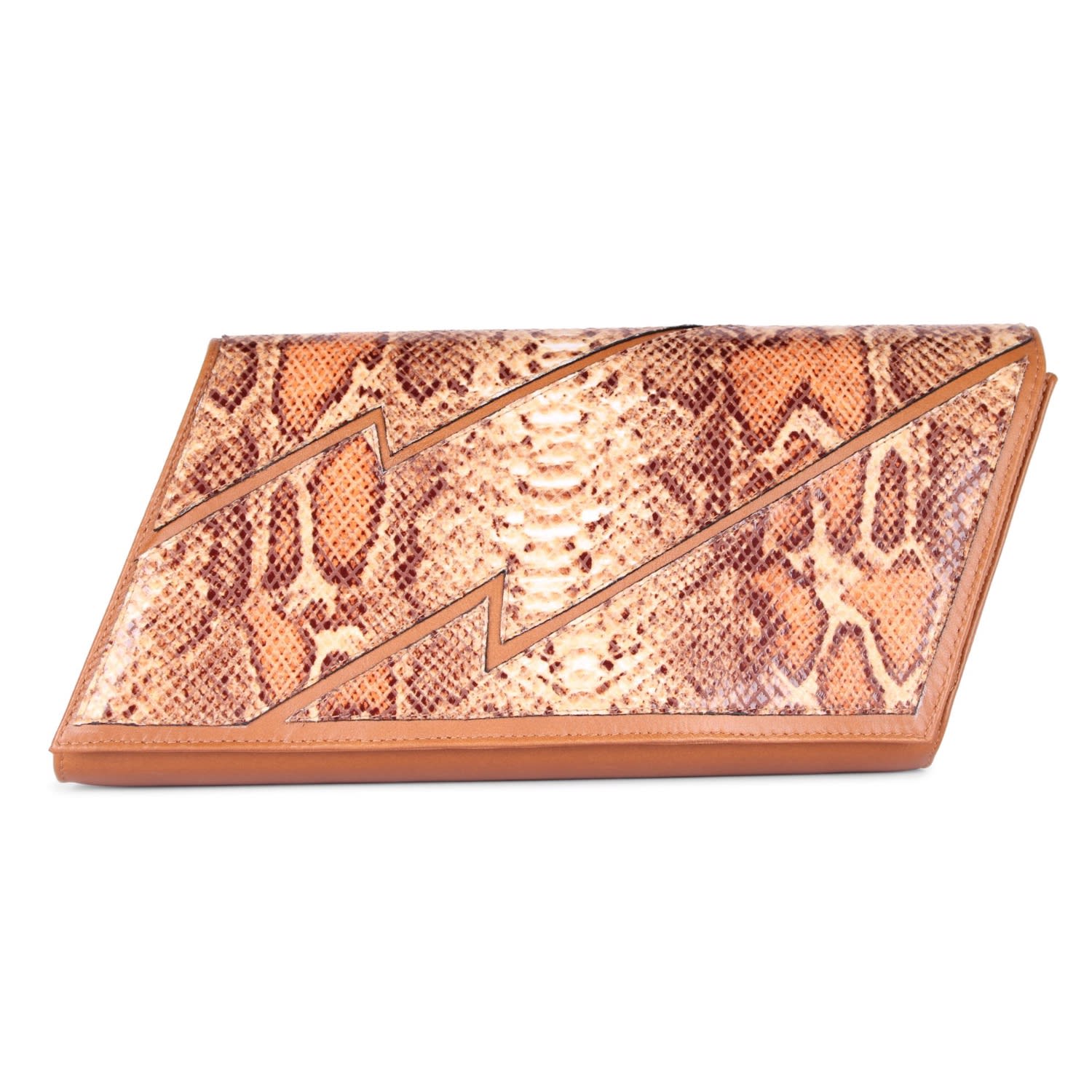 Terry De Havilland Women's Faux Snake Brown Clutch Bah In Brown