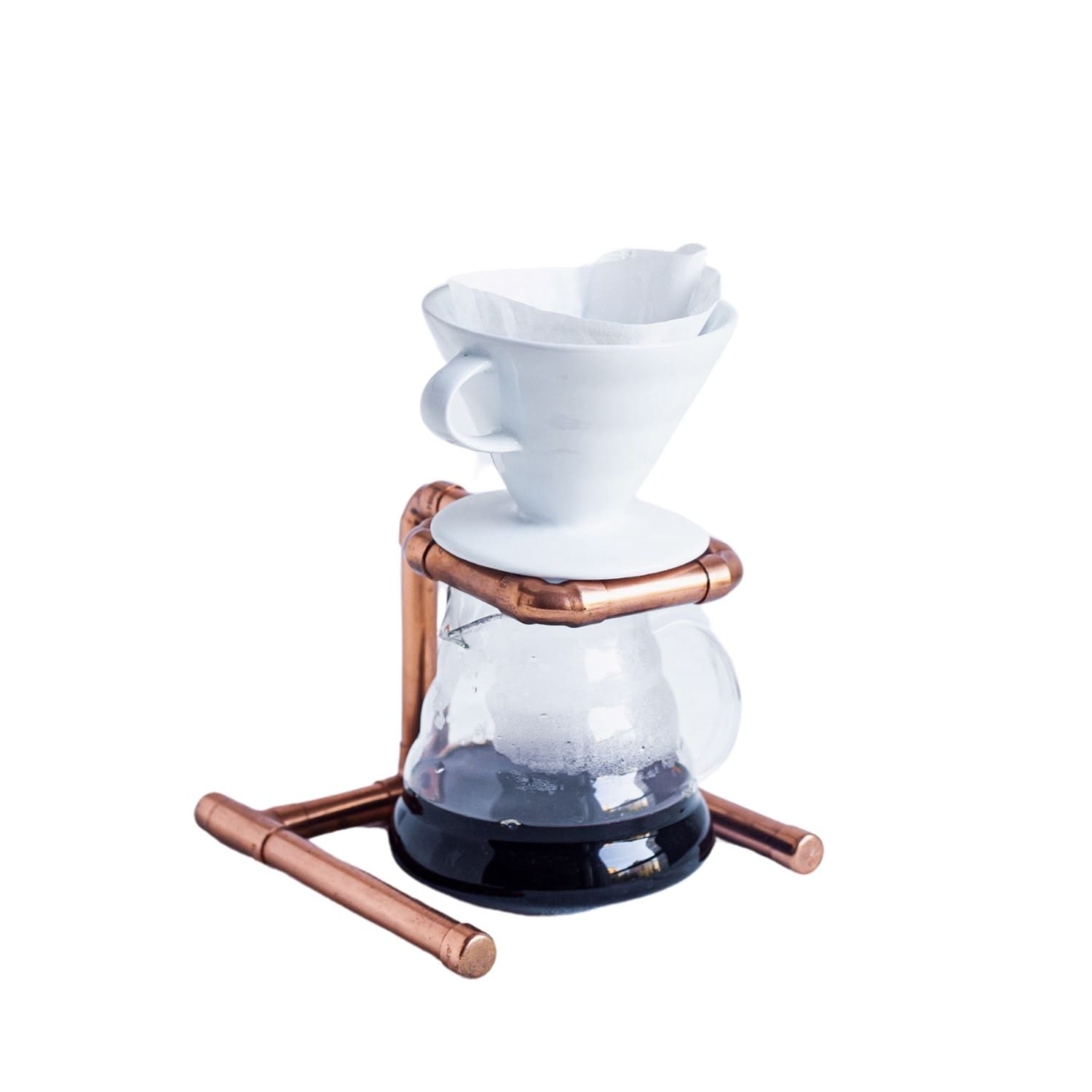 Anatoliacraft Neutrals Handcrafted Copper Coffee Drip Stand - Solid Copper Pour Over Dripper Station