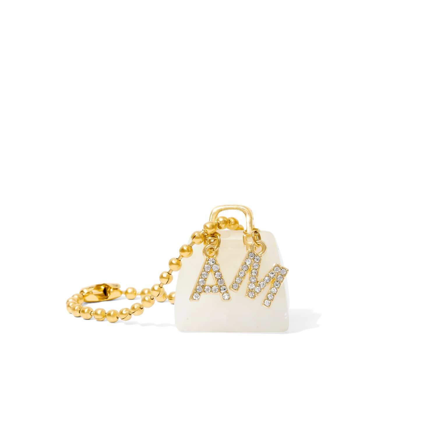 Already Mine Ny Women's Gold / White / Neutrals Quartz Handbag Charm With Already Mine Charm – Clarity & Manifestati