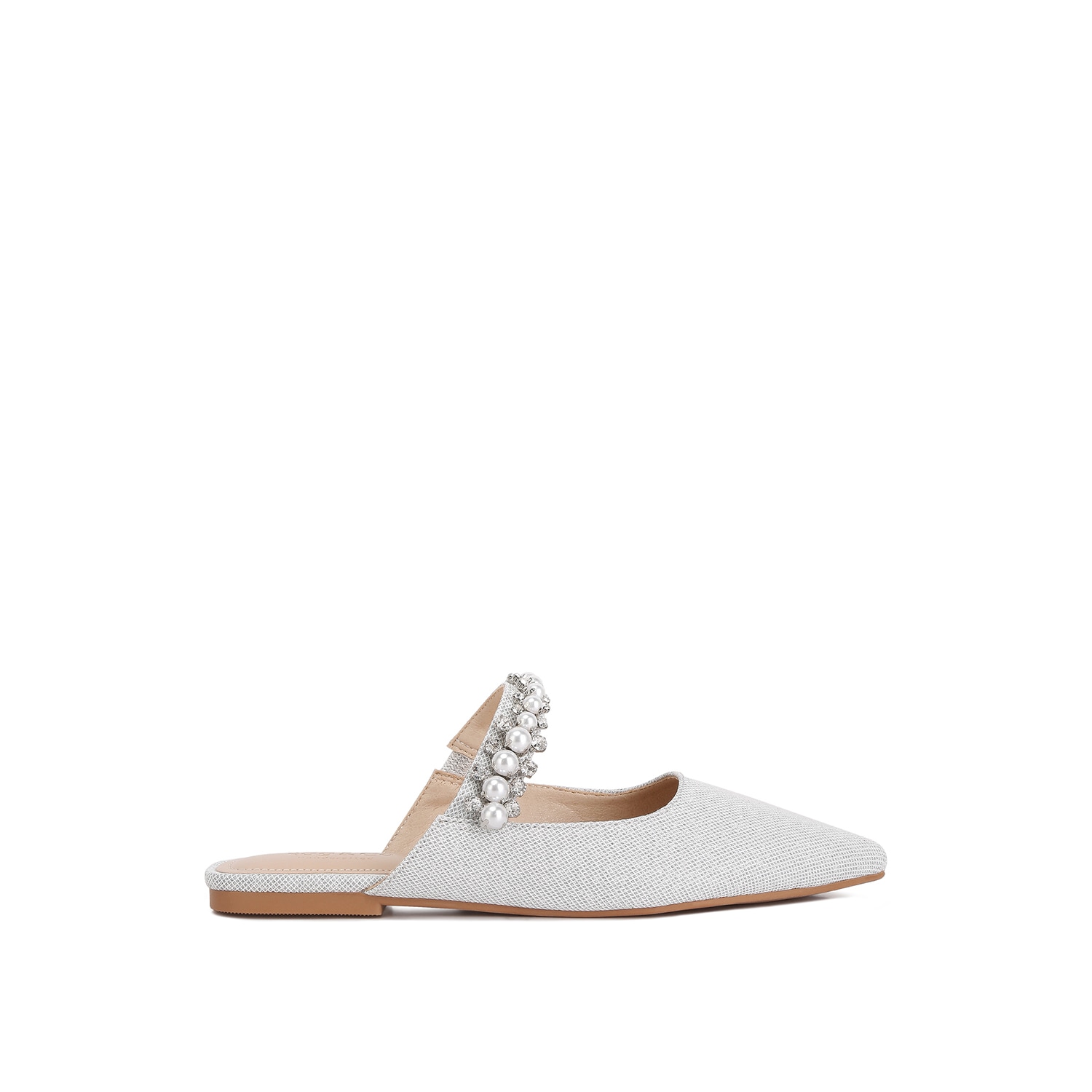 Rag & Co Women's Geode Pearl Embellished Slip On Mules In Silver In Silver