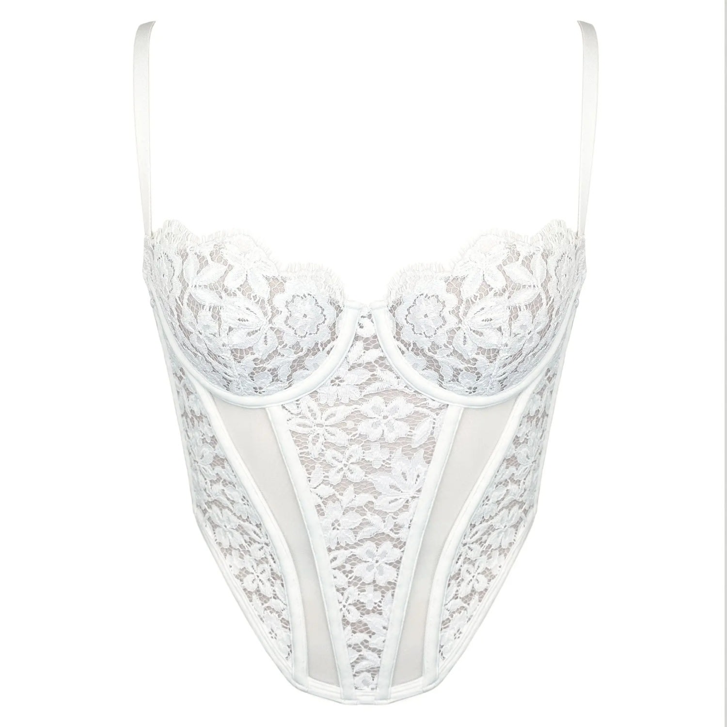 Women’s White Frisson Corset Crystal 34D Monique Morin Lingerie