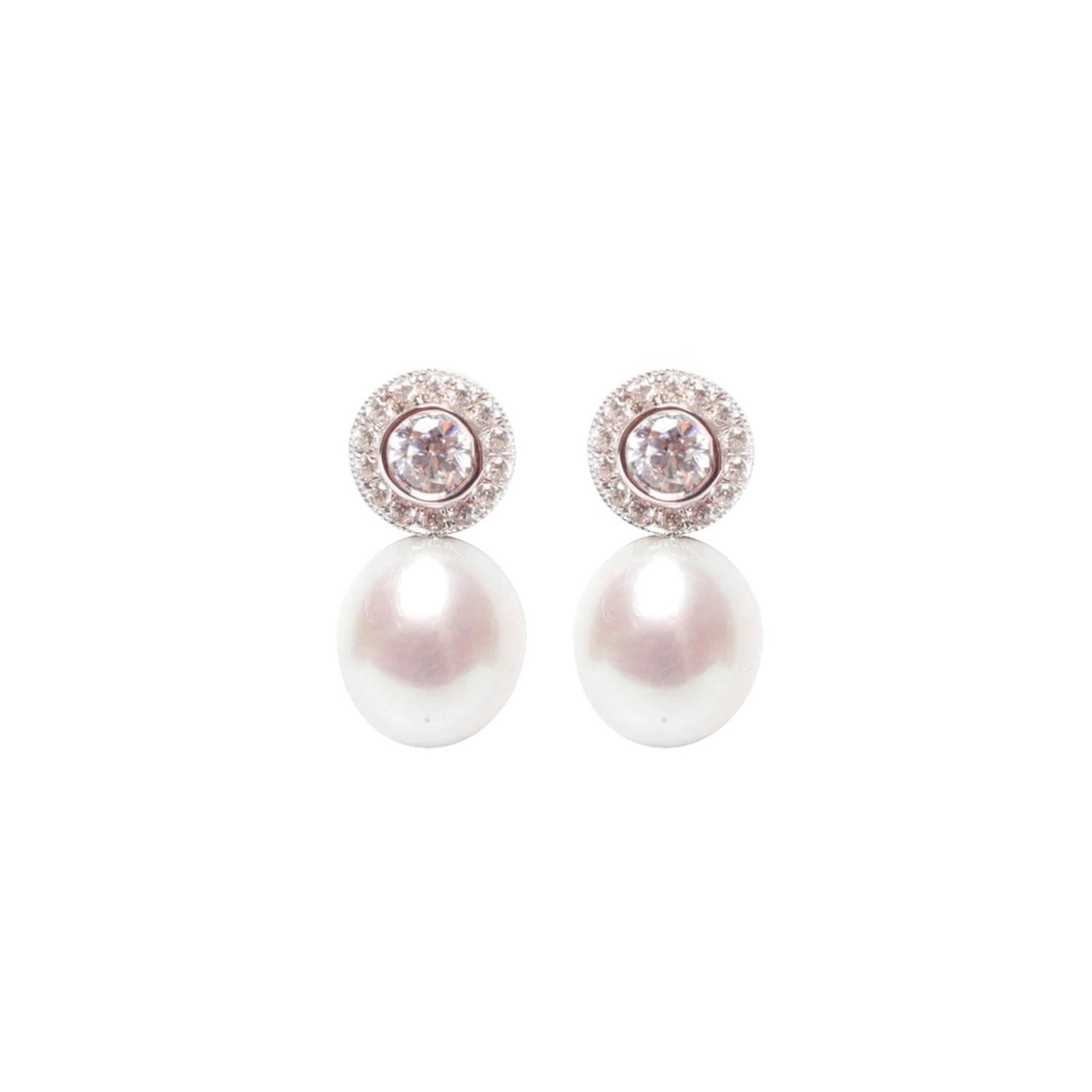 Women’s Silver / White Halo White Pearl Earrings Ora Pearls