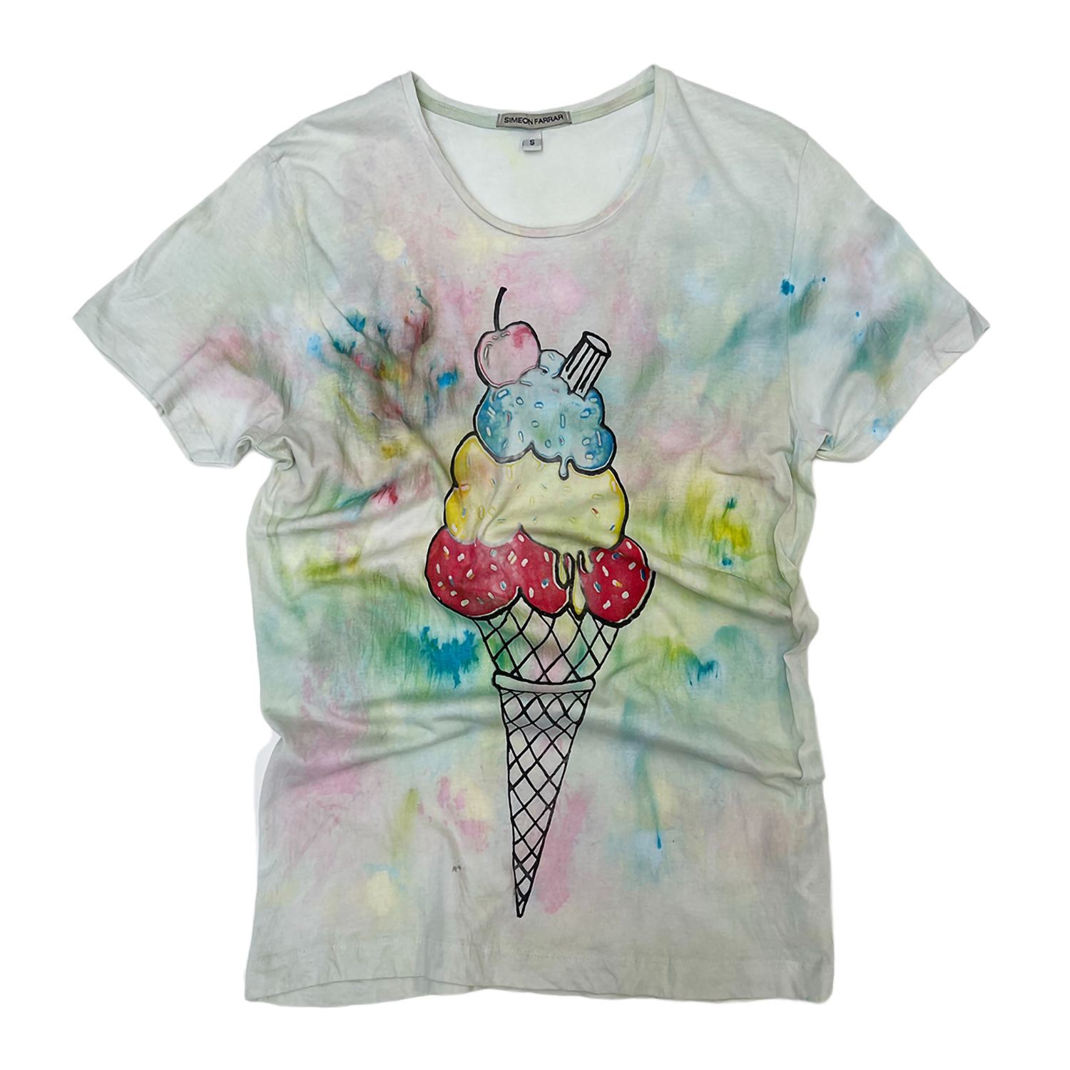 Simeon Farrar Men's Paint Wash Ice Cream T-shirt In White