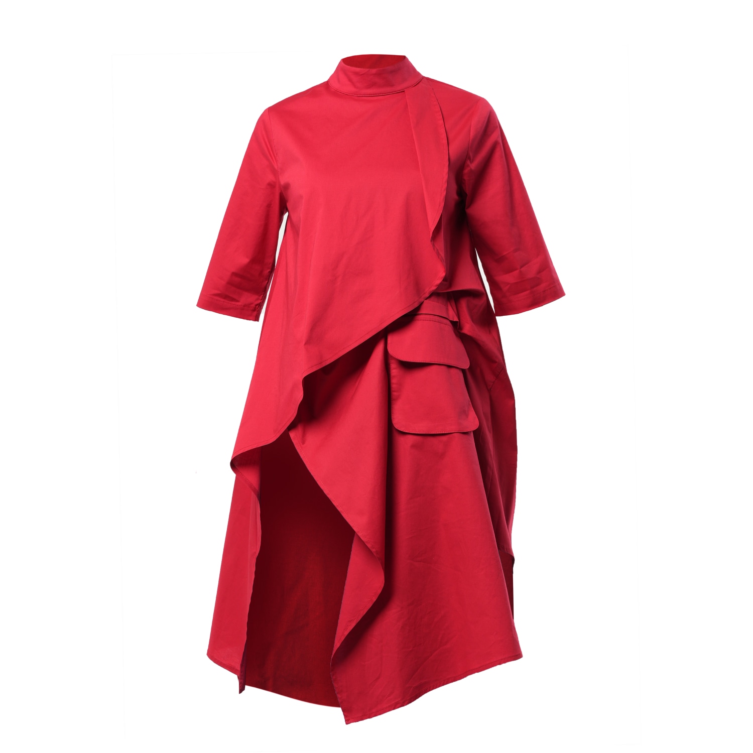 Metamorphoza Women's Asymmetric Loose Shirt In Red In Red