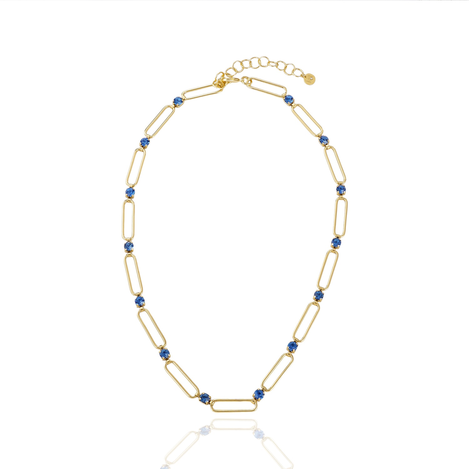 Rare Matters Jewelry Women's Blue Crystal Link Necklace