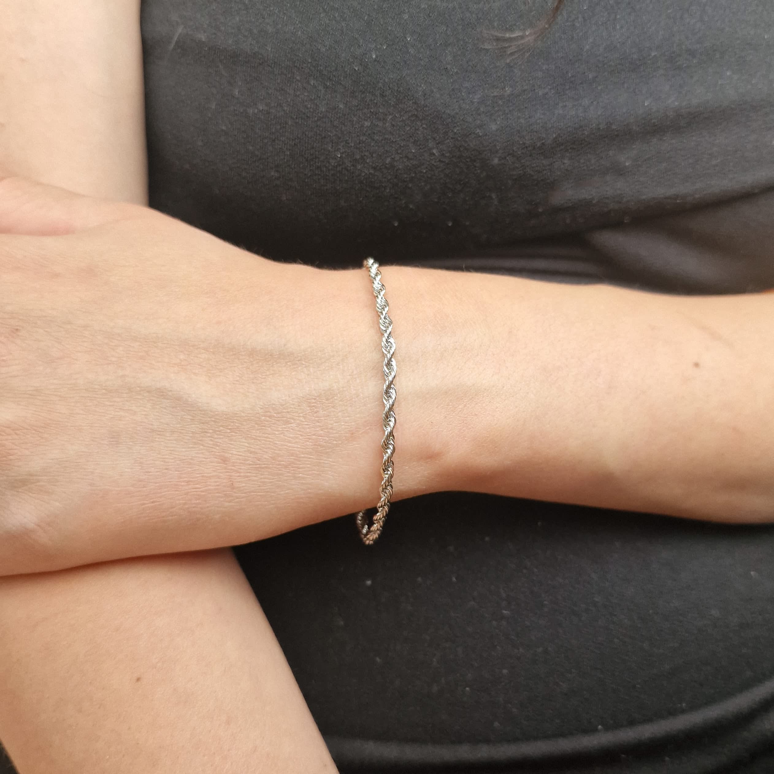 Rope chain bracelet silver deals