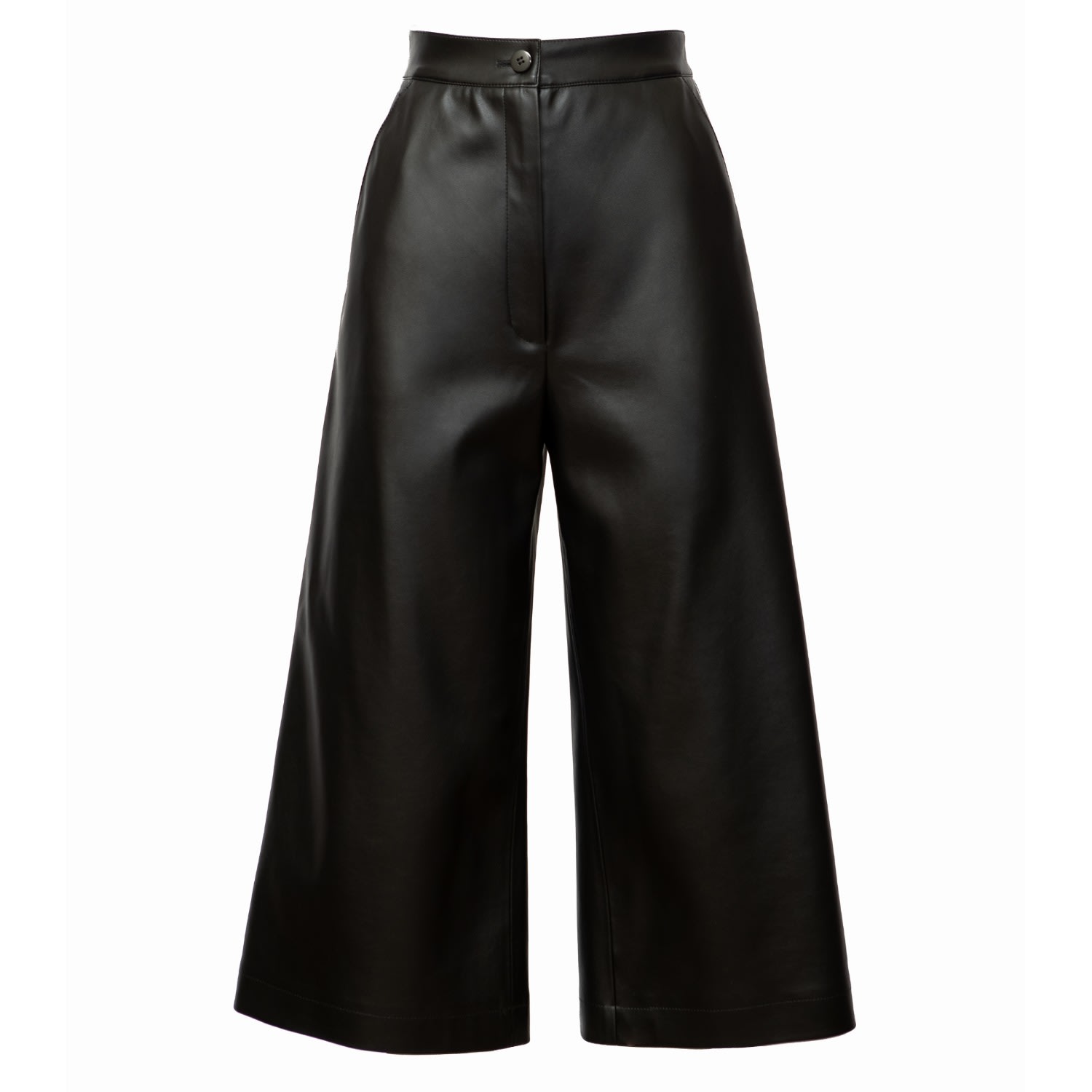 Women’s Black Faux Leather Cropped Trousers Extra Large Julia Allert