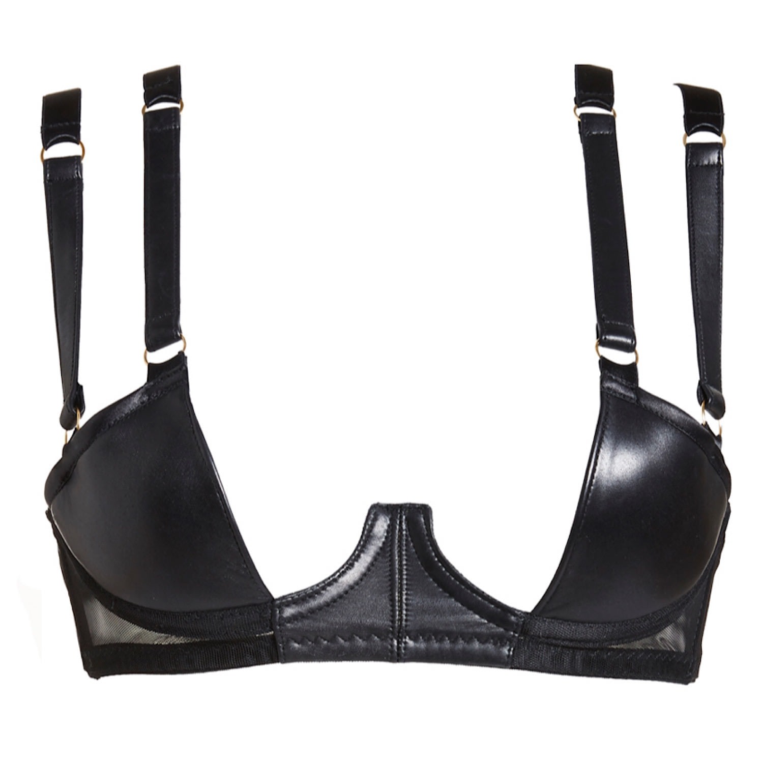 Women’s Black Nina Leather Demi Bra With Half Cups 36Dd Something Wicked