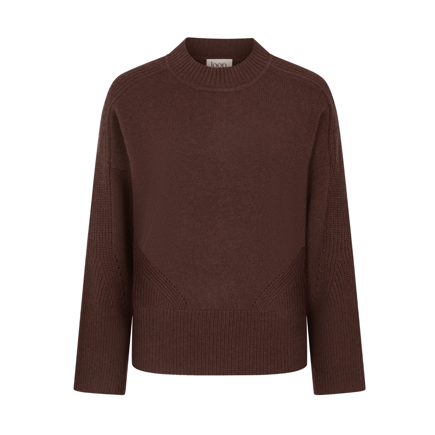 Loop Cashmere Women's Ribbed Detail Lofty Crew Sweatshirt In Bronzed Brown In Brown